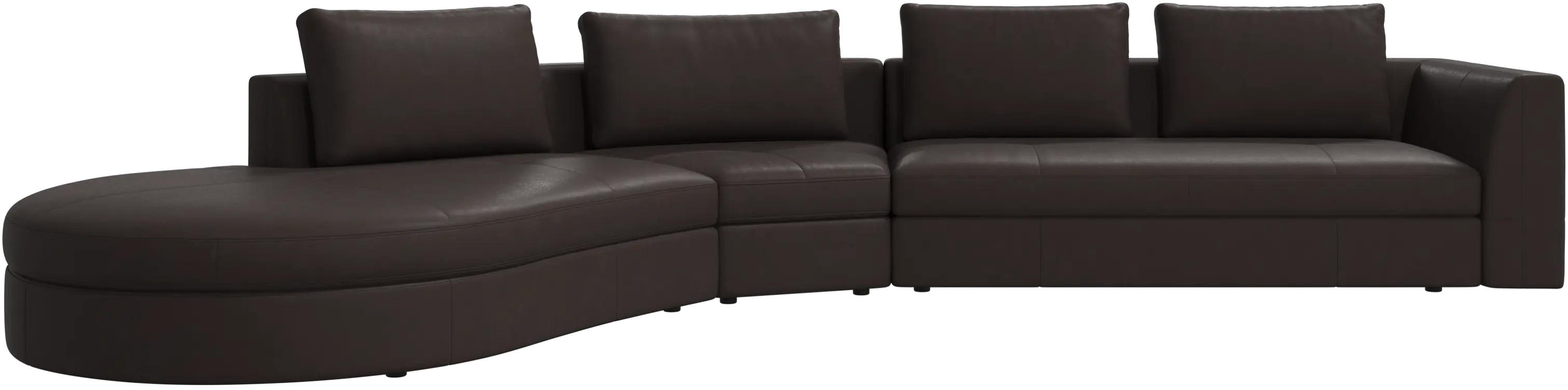 Bergamo sofa with round lounging unit, left