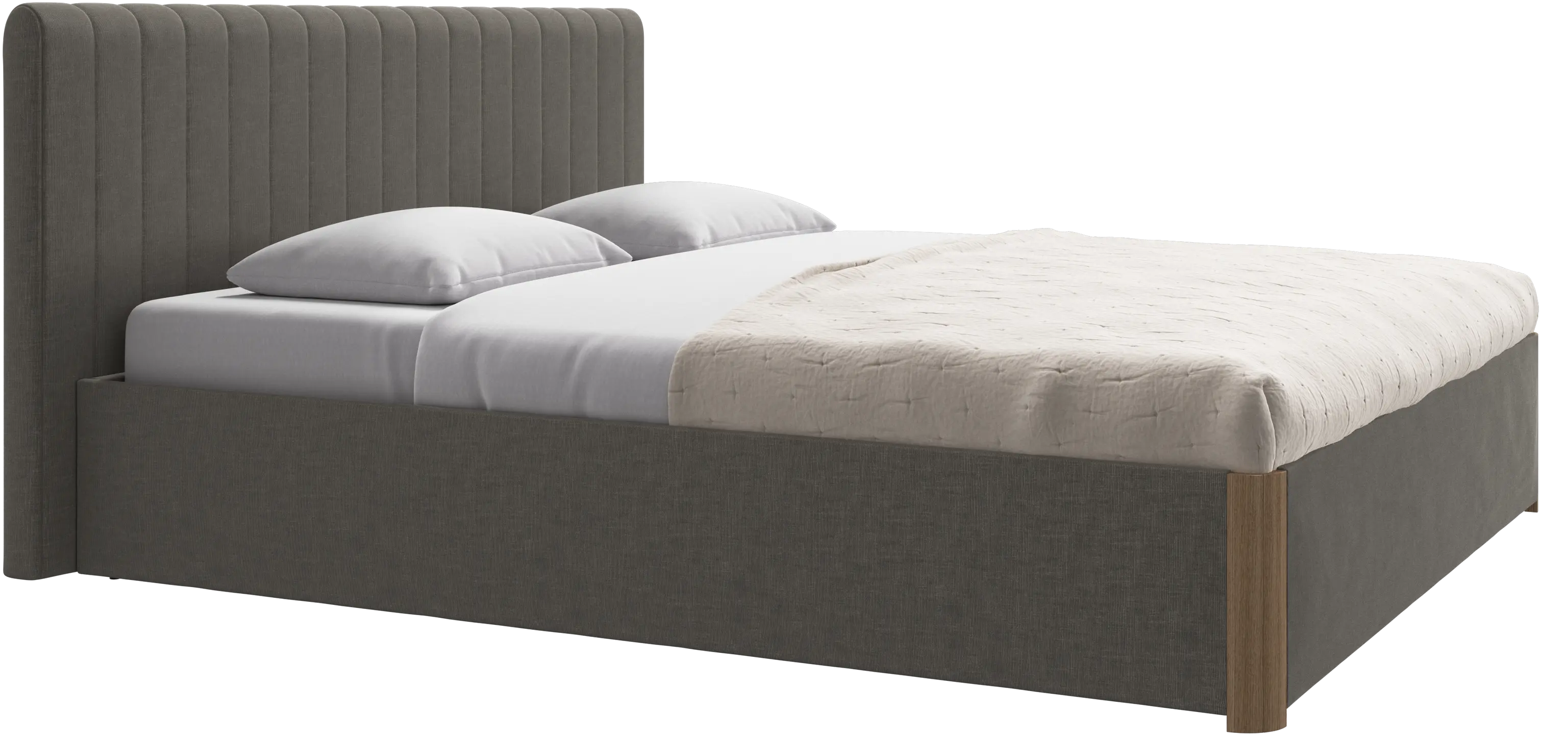 Element cama, cabecero montado en la cama, con láminas y solución de almacenamiento, excl. colchón