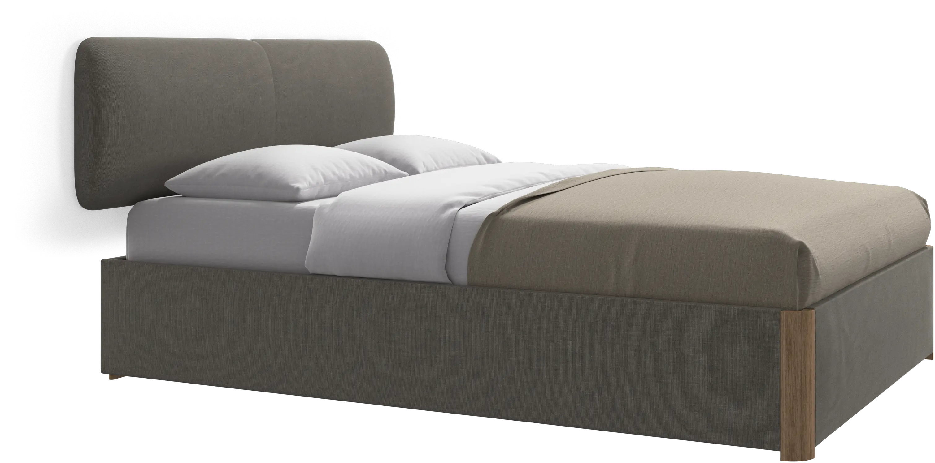 Element bed, wall-mounted headboard, with slats and storage solution, excl. mattress