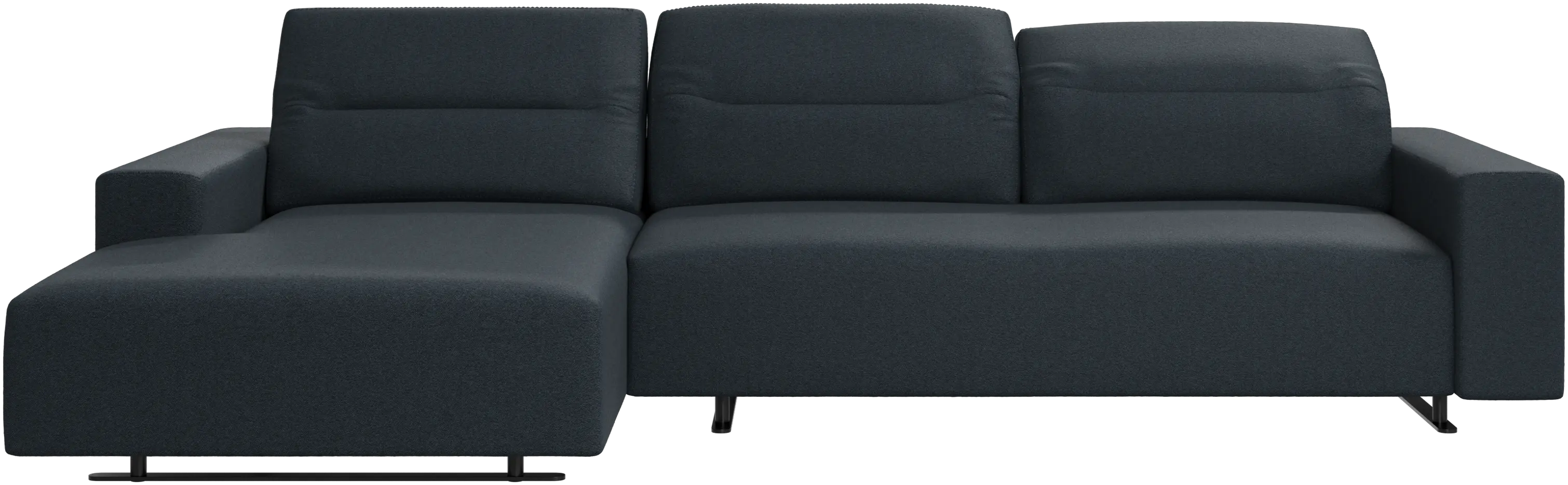 Hampton sofa with adjustable back and resting unit left side, storage right side
