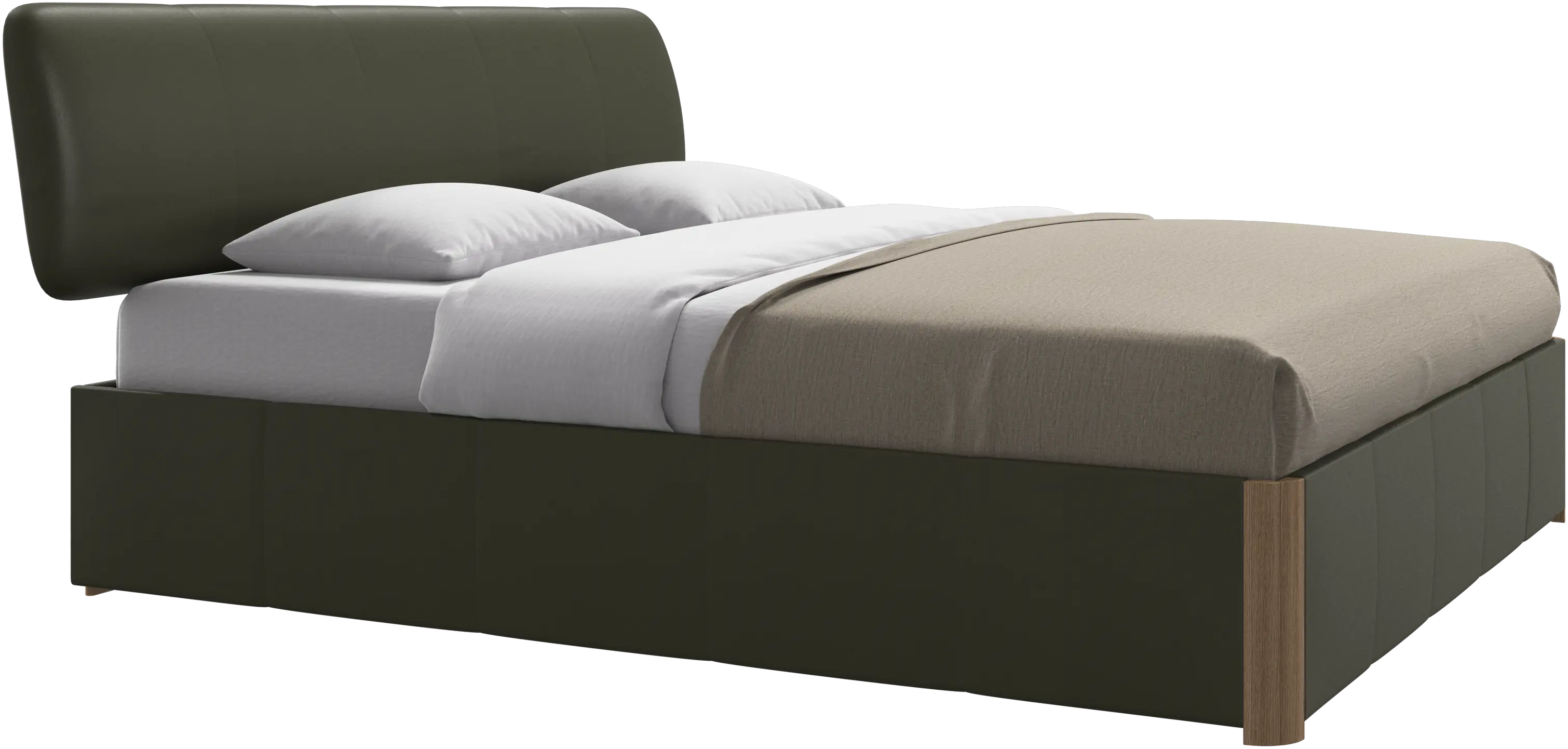Element bed, bed-mounted headboard, with slats and storage solution, excl. mattress
