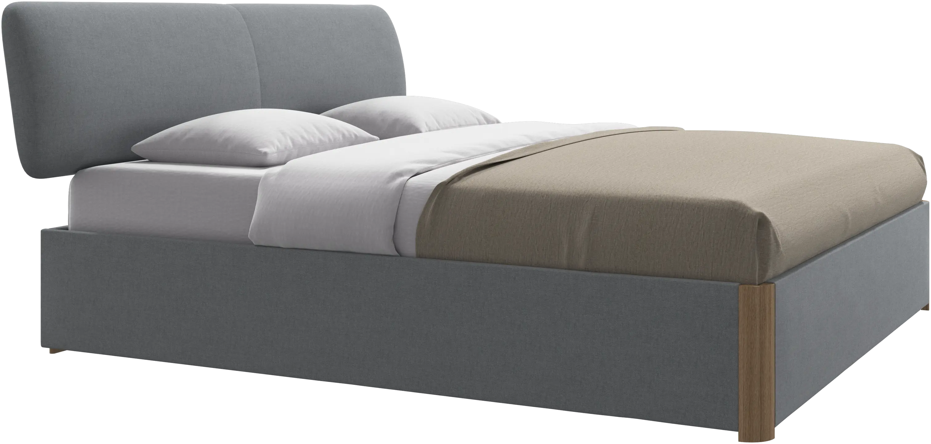 Element lit, tête de lit fixée au lit, avec lattes et solution de stockage, excl. matelas