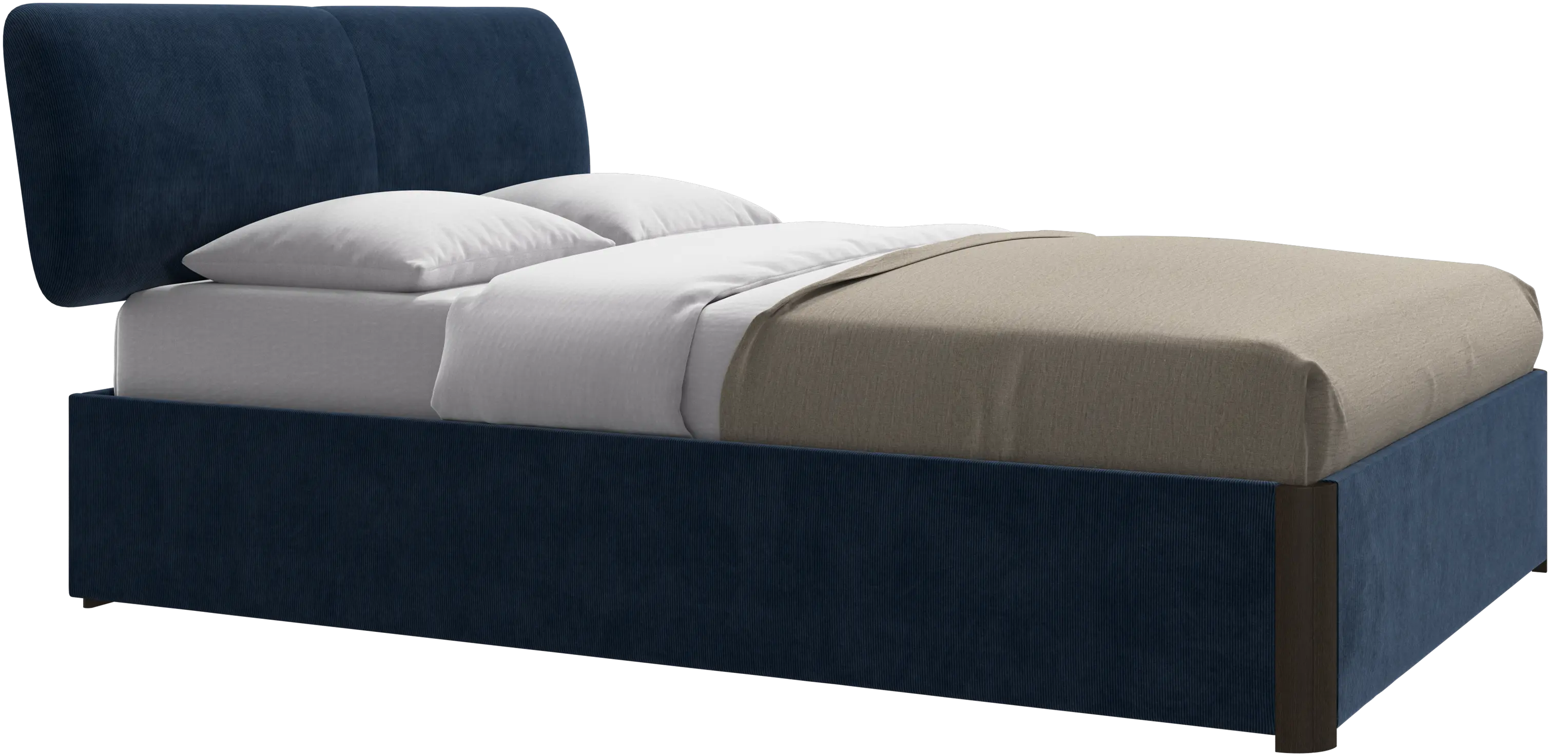 Element lit, tête de lit fixée au lit, avec lattes et solution de stockage, excl. matelas