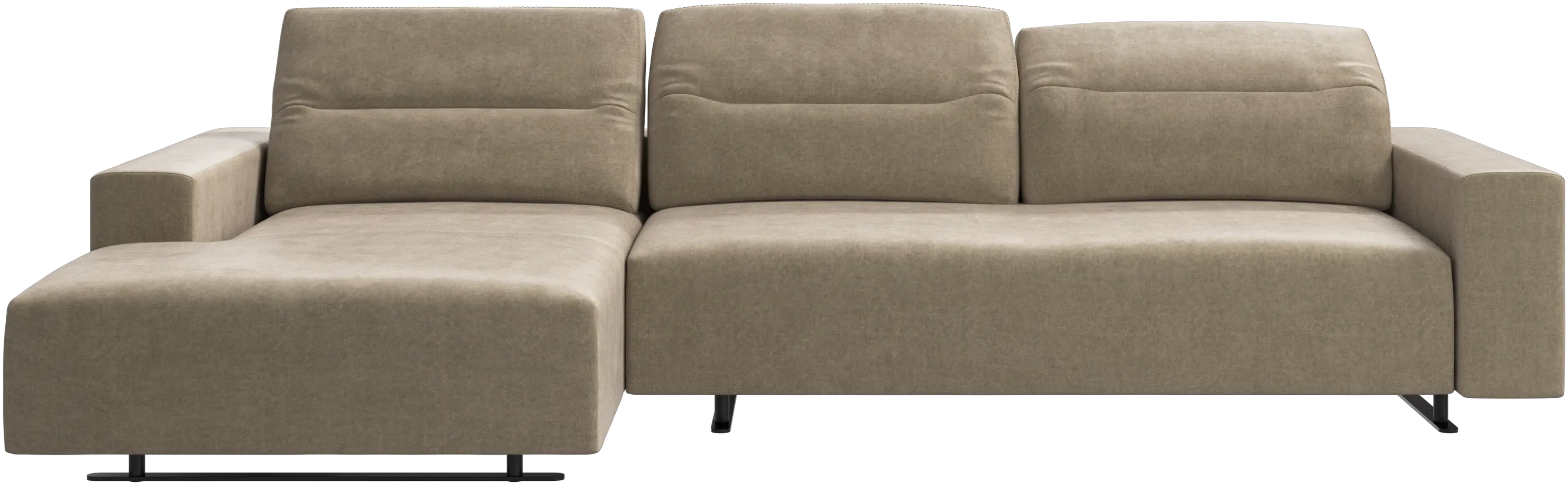 Hampton sofa with adjustable back, resting unit and storage both sides