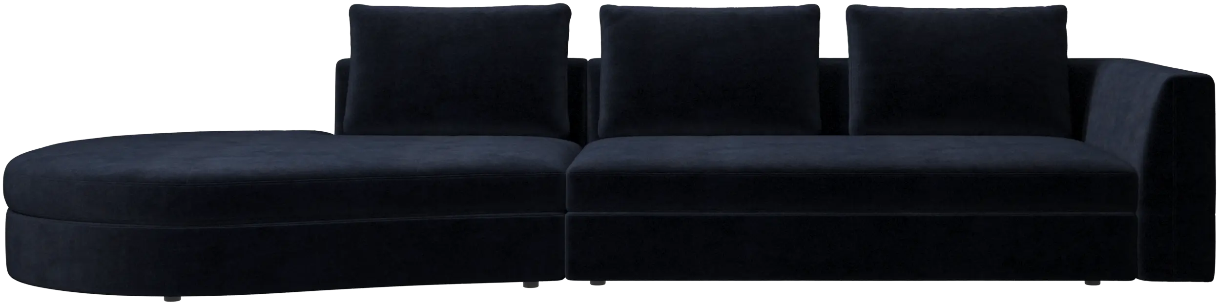 Bergamo sofa with round lounging unit, left