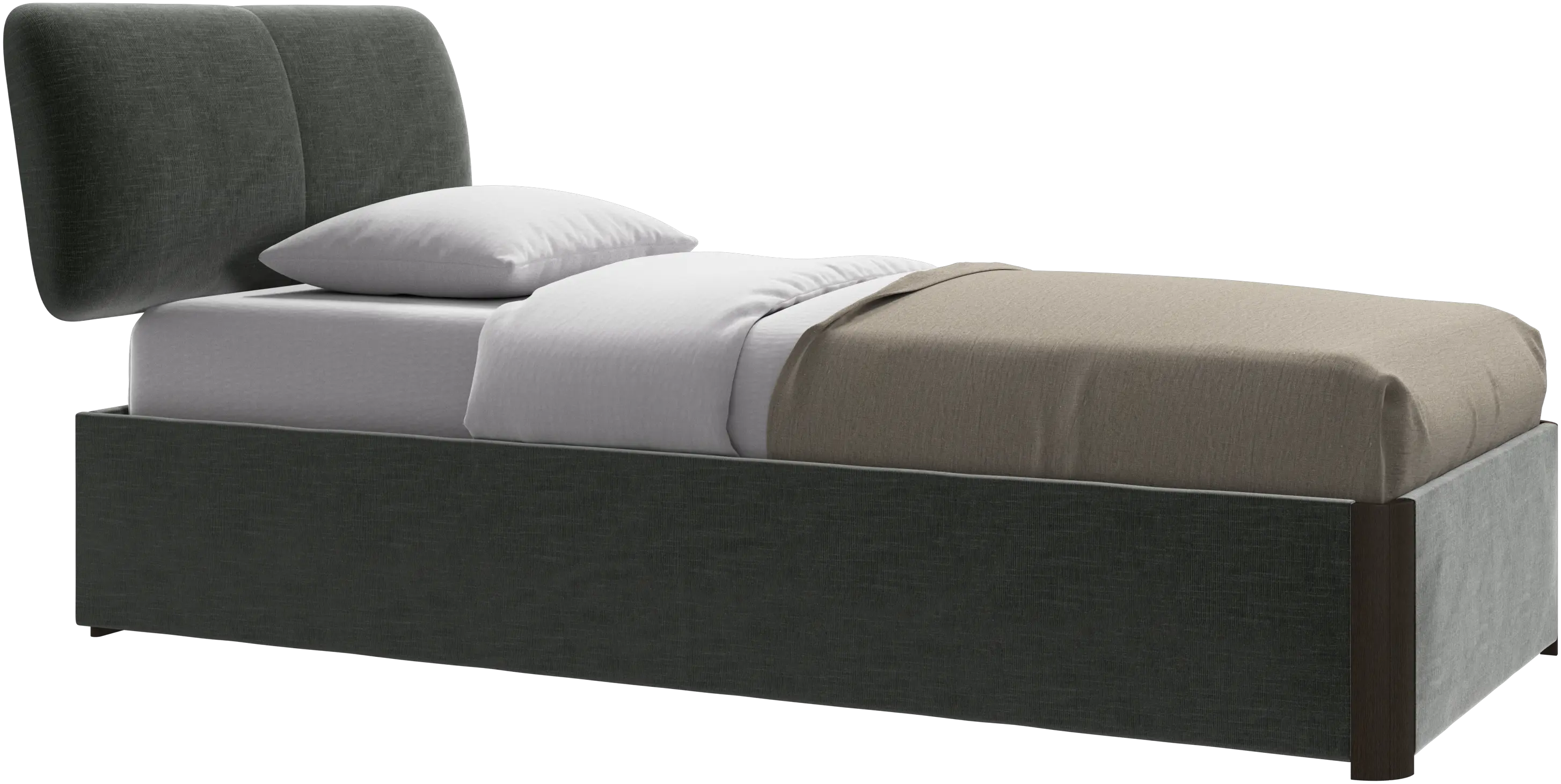 Element cama, cabecero montado en la cama, con láminas y solución de almacenamiento, excl. colchón