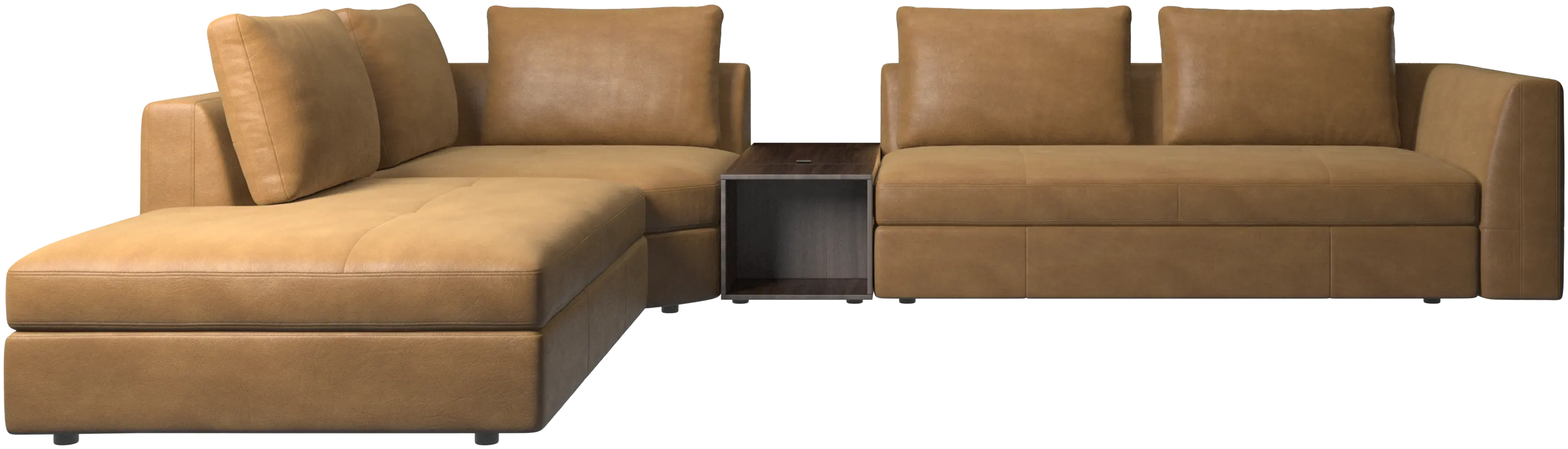 Bergamo corner sofa with lounging unit and footstool w/storage