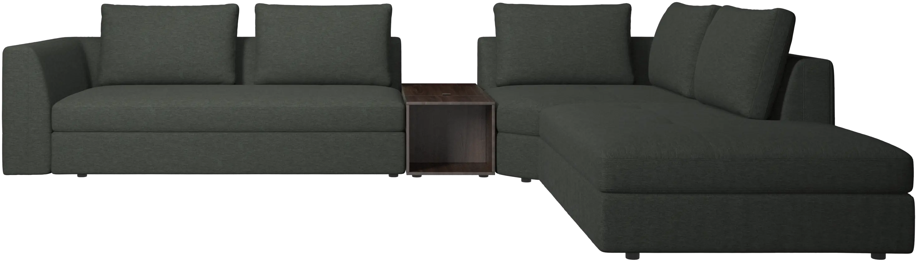 Bergamo ecksofa mit recamierel und hocker mit stauraum
