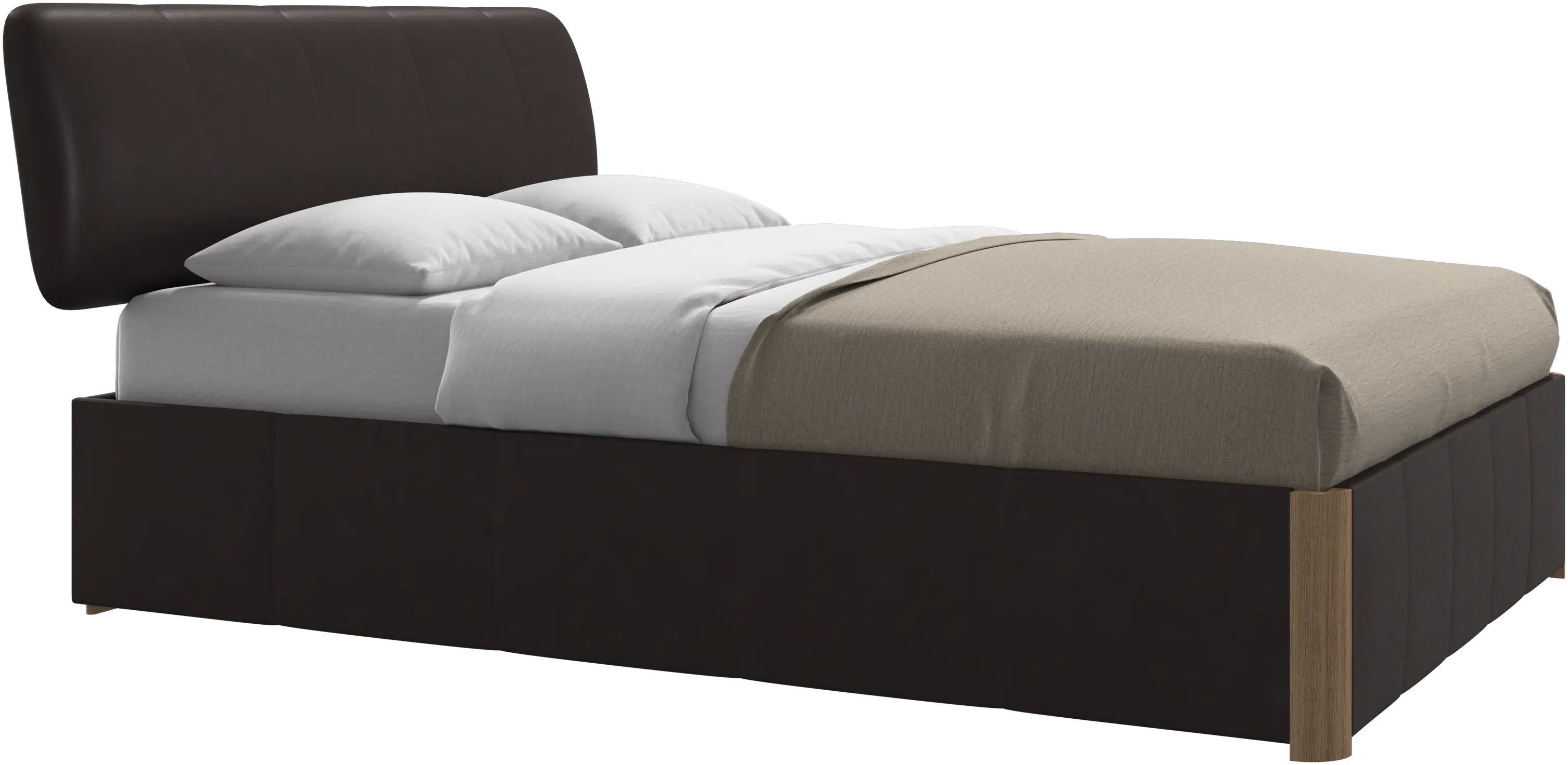 Element bed, bed-mounted headboard, with slats and storage solution, excl. mattress