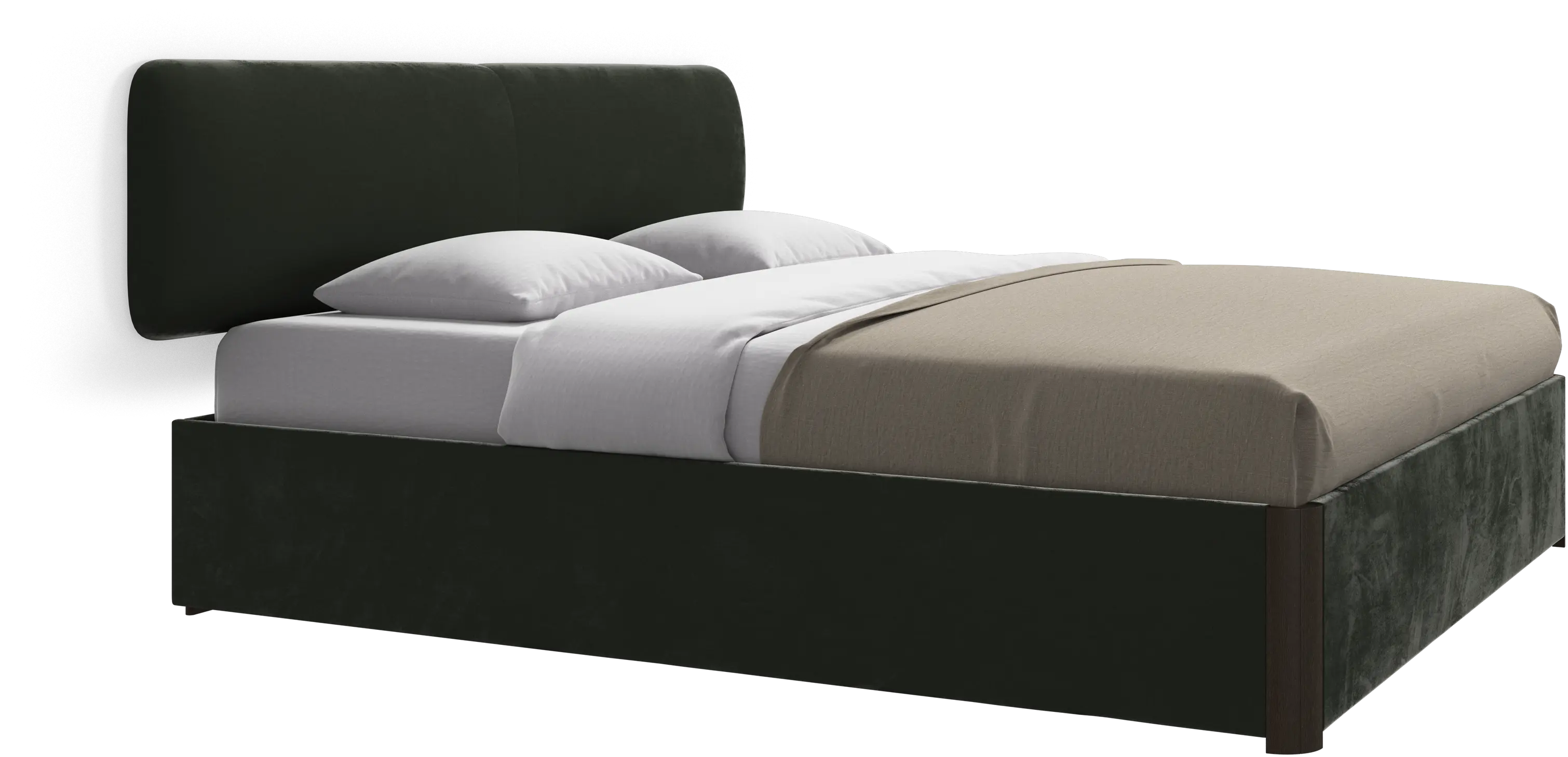 Element lit, tête de lit murale, avec lattes et solution de stockage, excl. matelas