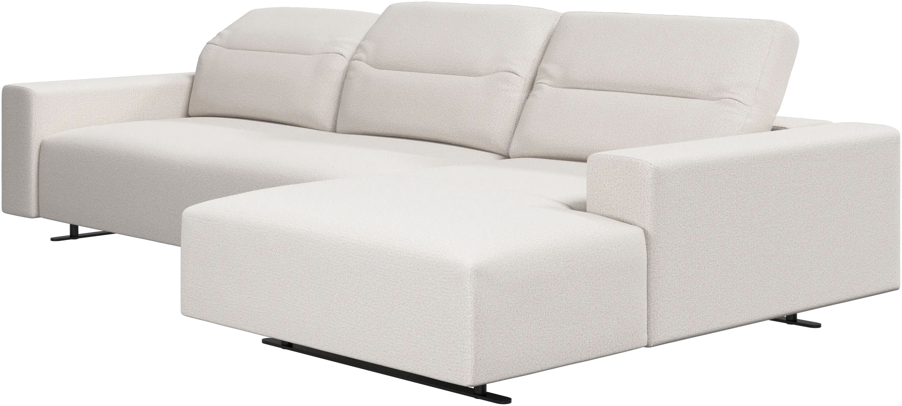 Sofa Hampton z regulowanym oparciem i modułem wypoczynkowym z prawej strony