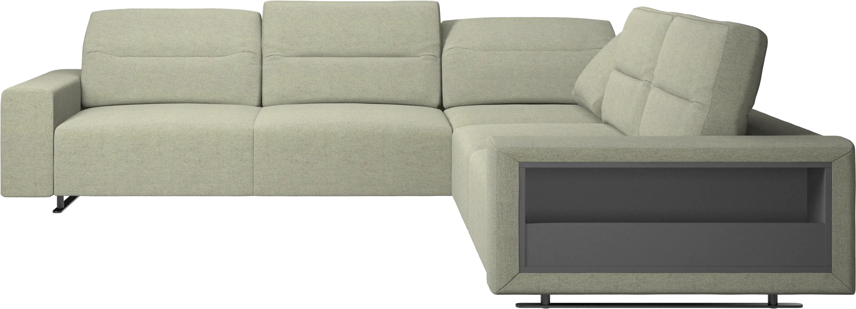 Hampton corner sofa with adjustable back and storage on right side