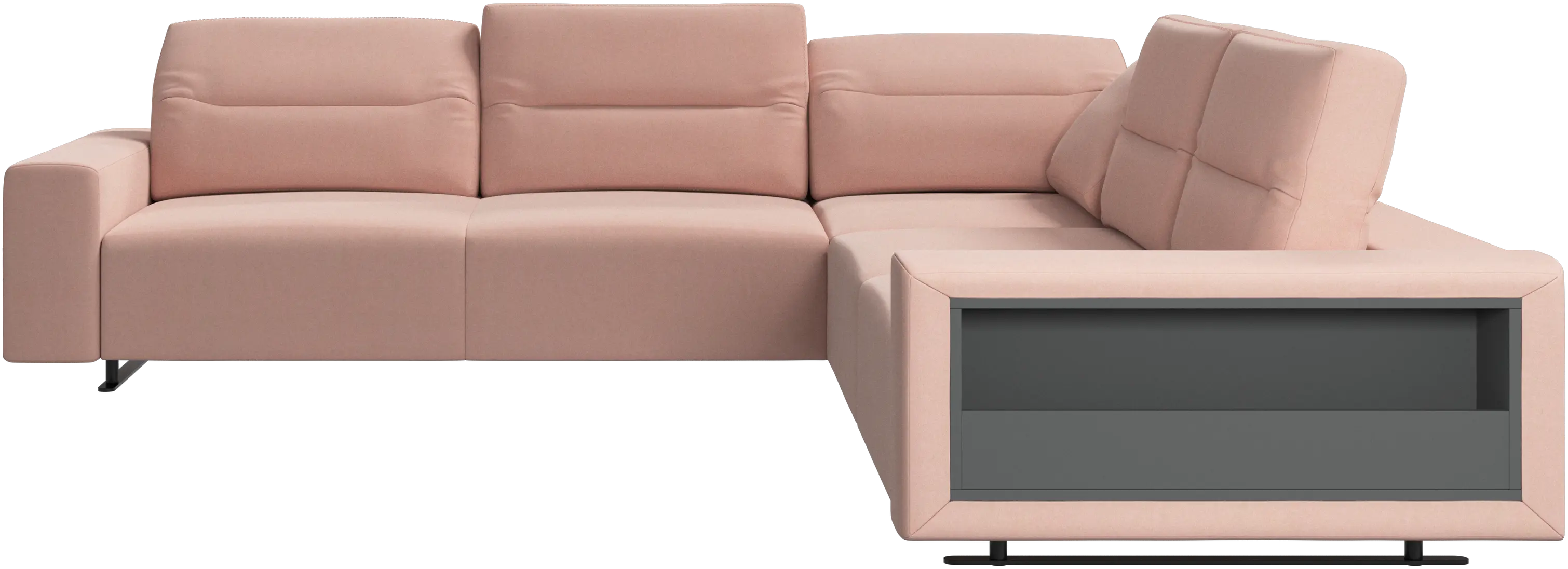 Hampton corner sofa with adjustable back and storage on right side