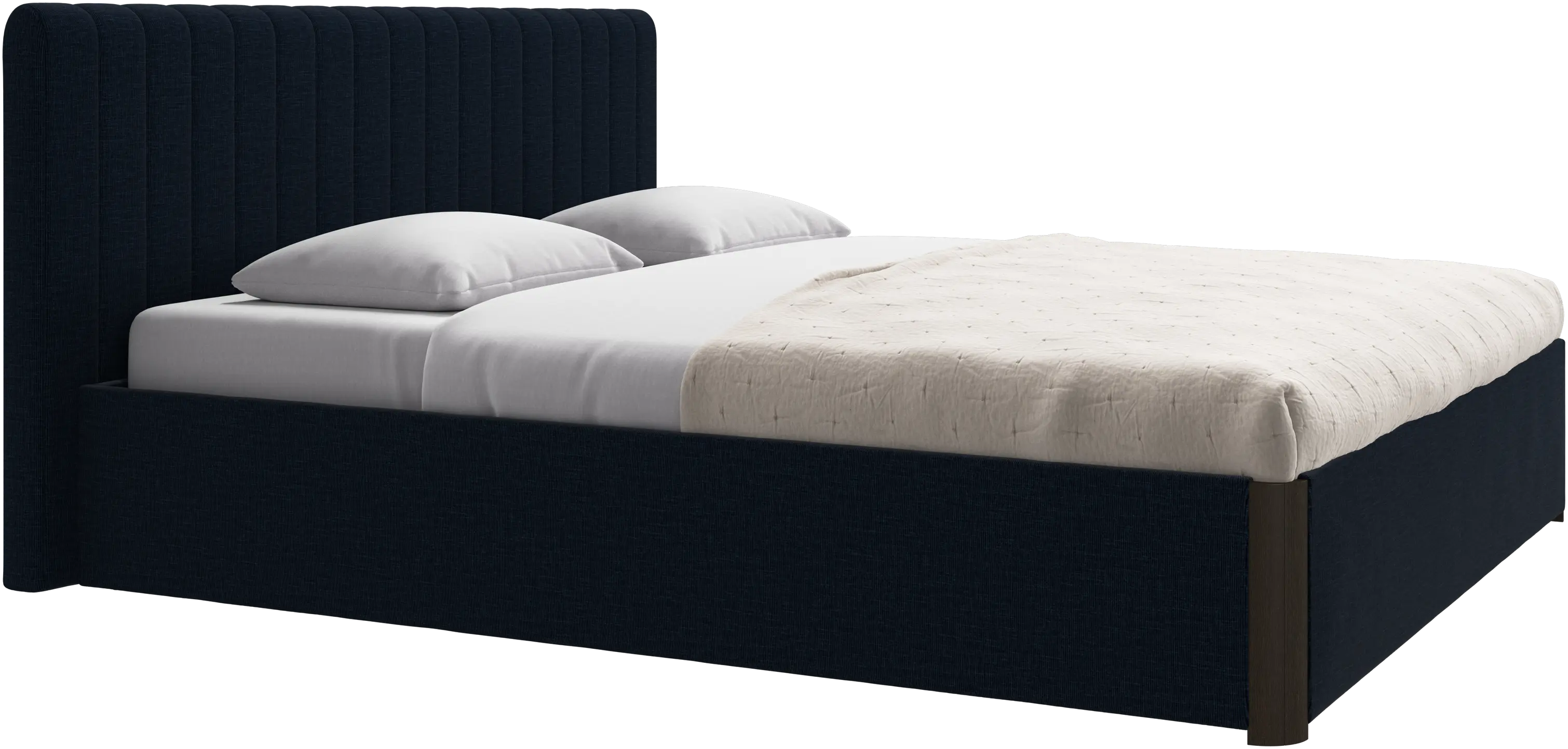Element lit, tête de lit fixée au lit, avec lattes et solution de stockage, excl. matelas