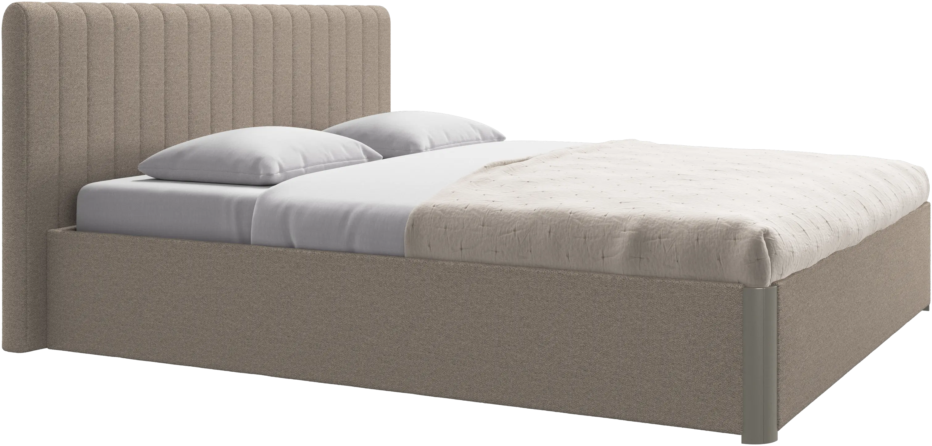 Element lit, tête de lit fixée au lit, avec lattes et solution de stockage, excl. matelas