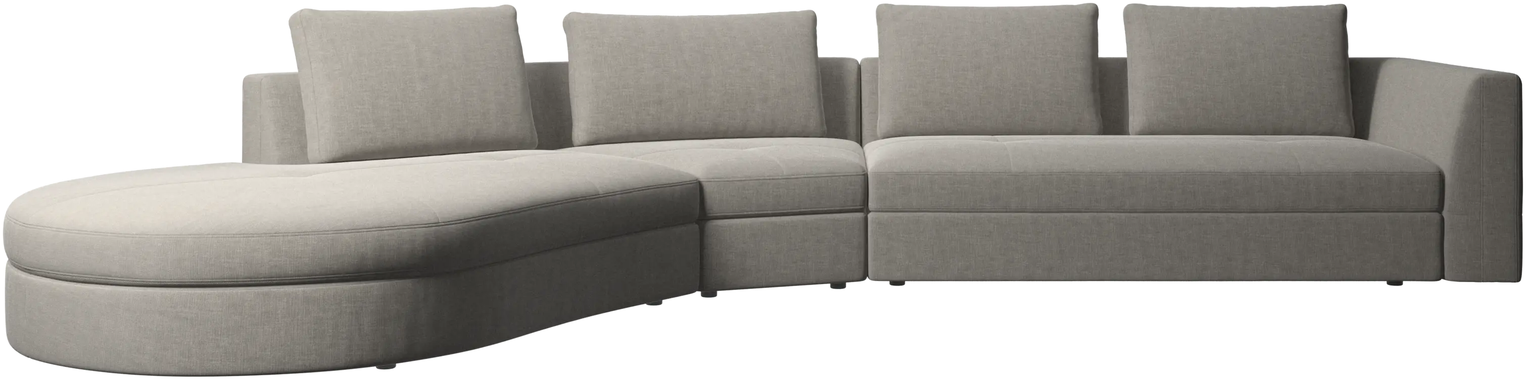 Bergamo sofa with round lounging unit, left