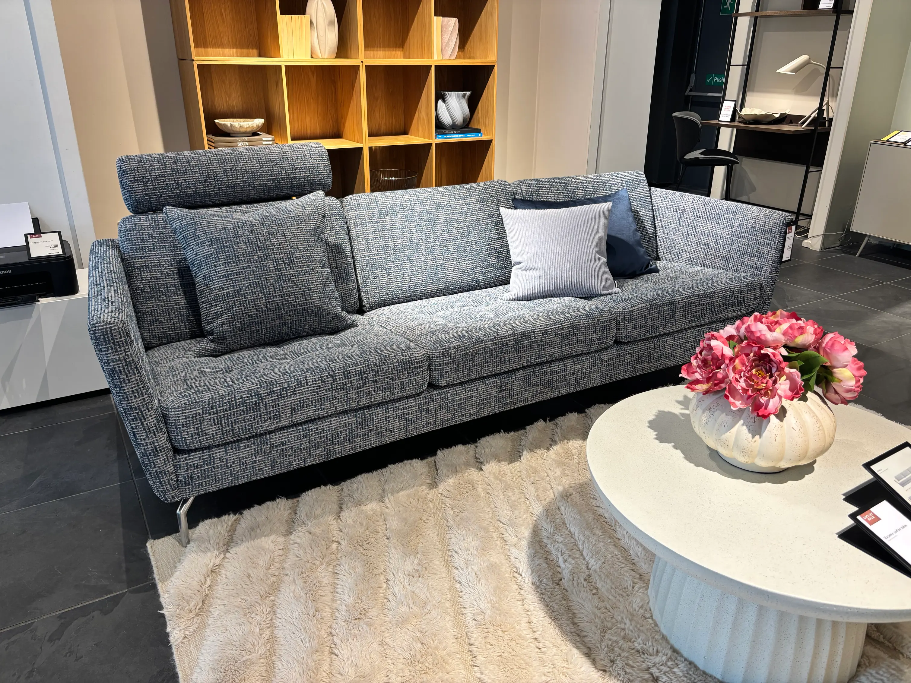 Sofas Osaka 3-seat Sofa with Headrest - Blue Tuscany Fabric