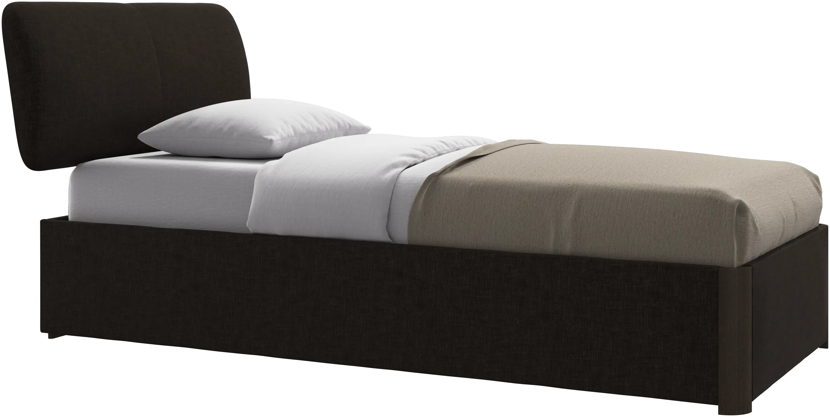Element lit, tête de lit fixée au lit, avec lattes et solution de stockage, excl. matelas