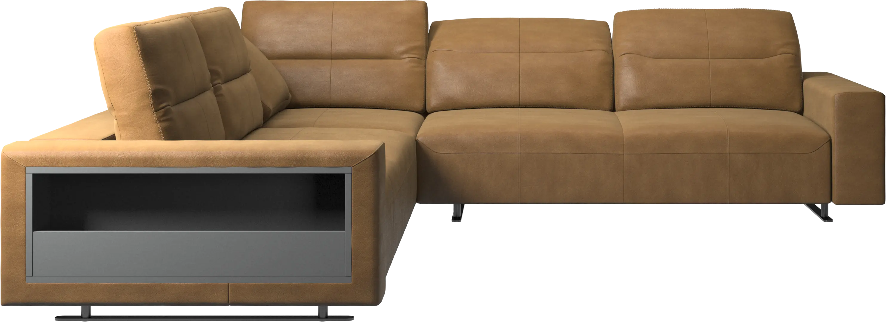 Hampton corner sofa with adjustable back and storage on left side