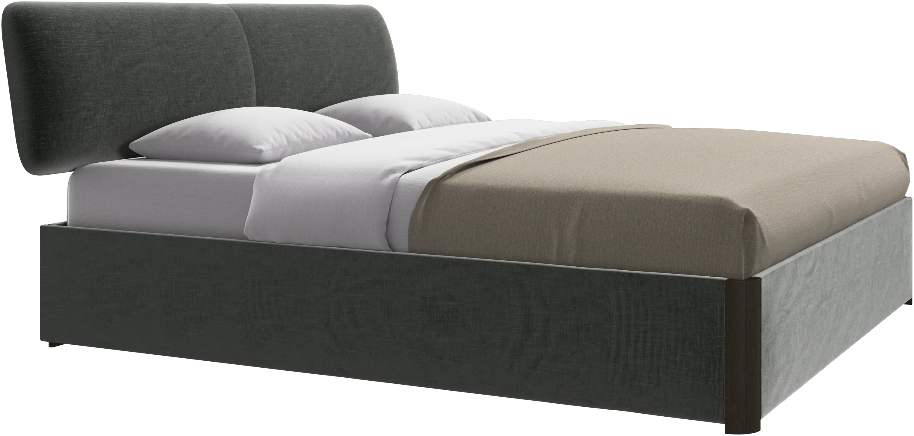 Element bed, bed-mounted headboard, with slats and storage solution, excl. mattress