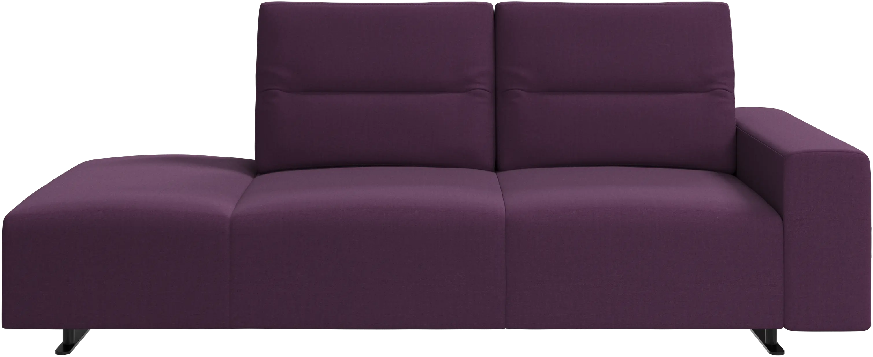Hampton sofa with adjustable back and lounging unit left side, armrest right