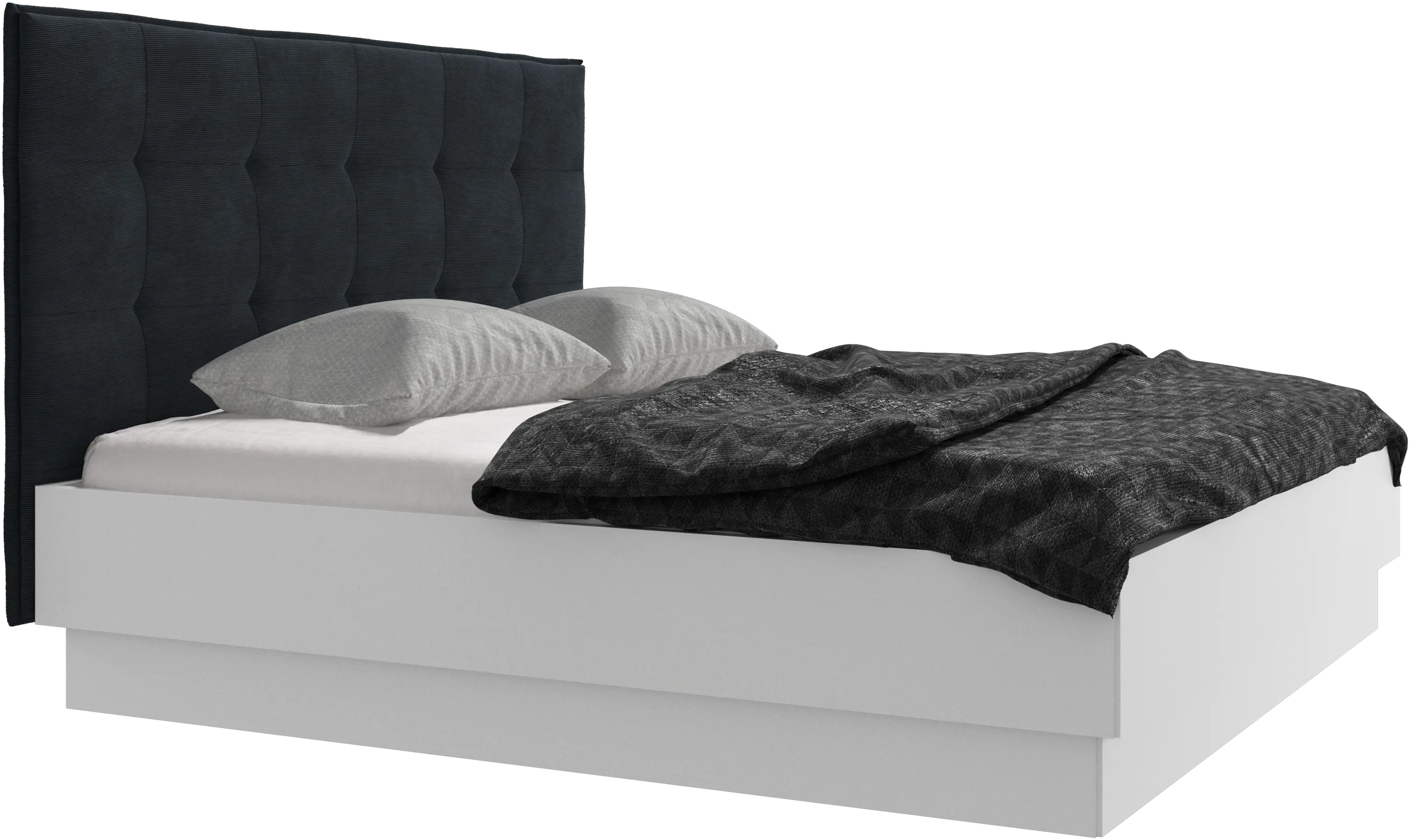 Lit Lugano avec rangement intégré, sommier inclus, hors matelas