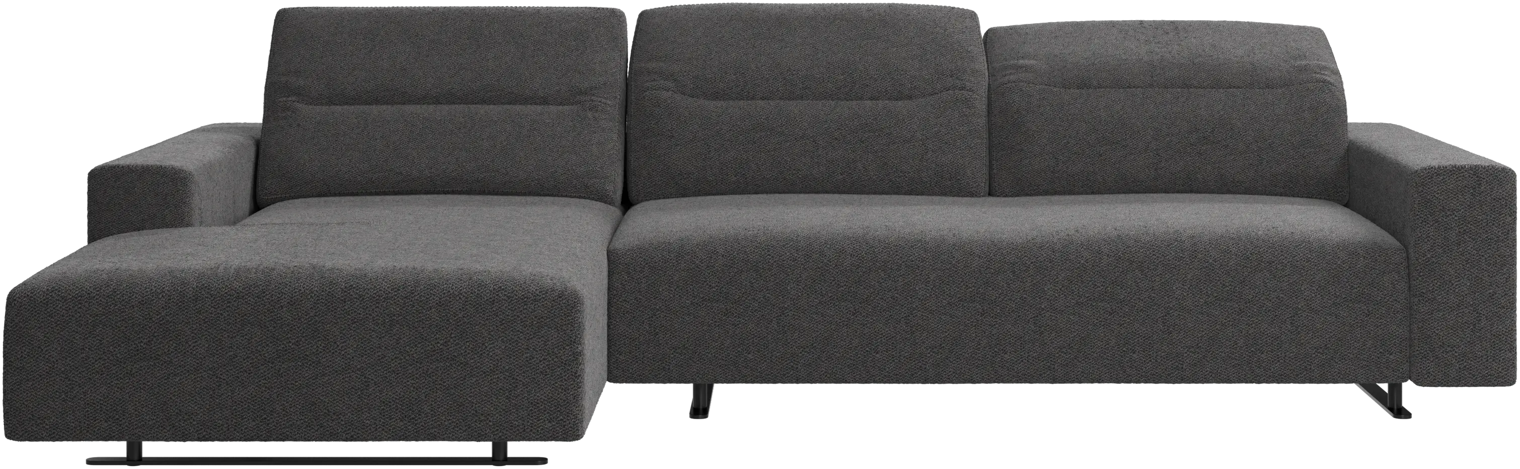 Hampton sofa with adjustable back, resting unit and storage left side