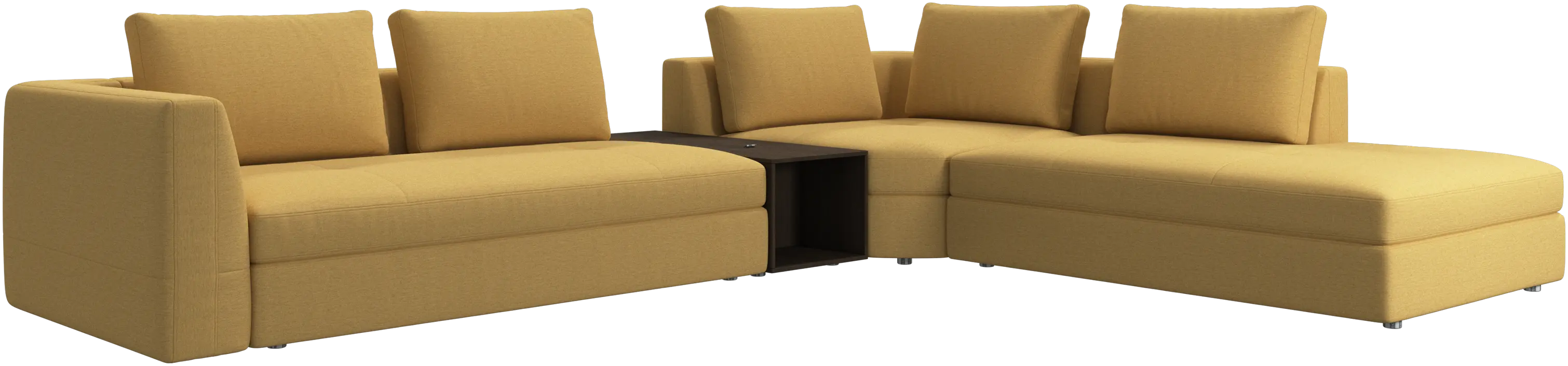Bergamo corner sofa with lounging unit and footstool w/storage