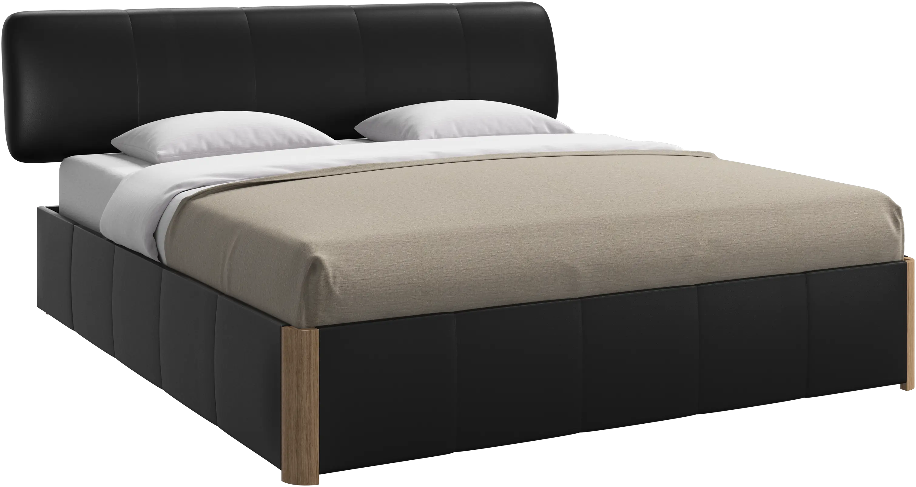 Element bed, bed-mounted headboard, with slats and storage solution, excl. mattress