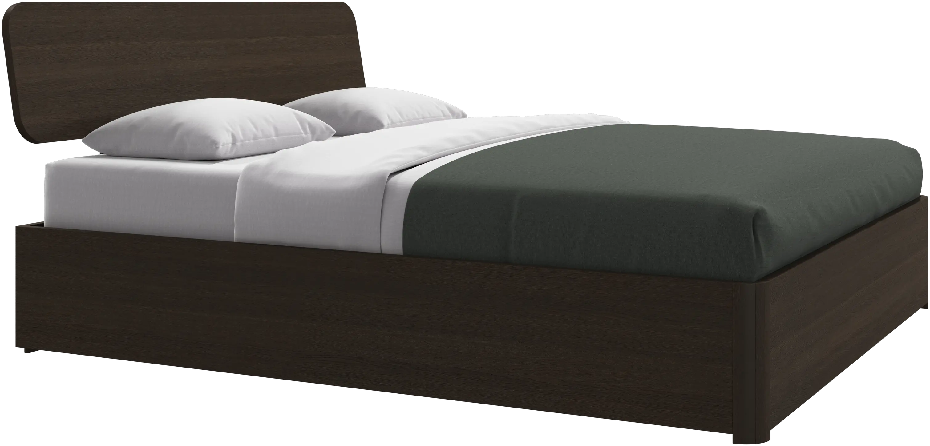 Element bed, bed-mounted headboard, with slats and storage solution, excl. mattress