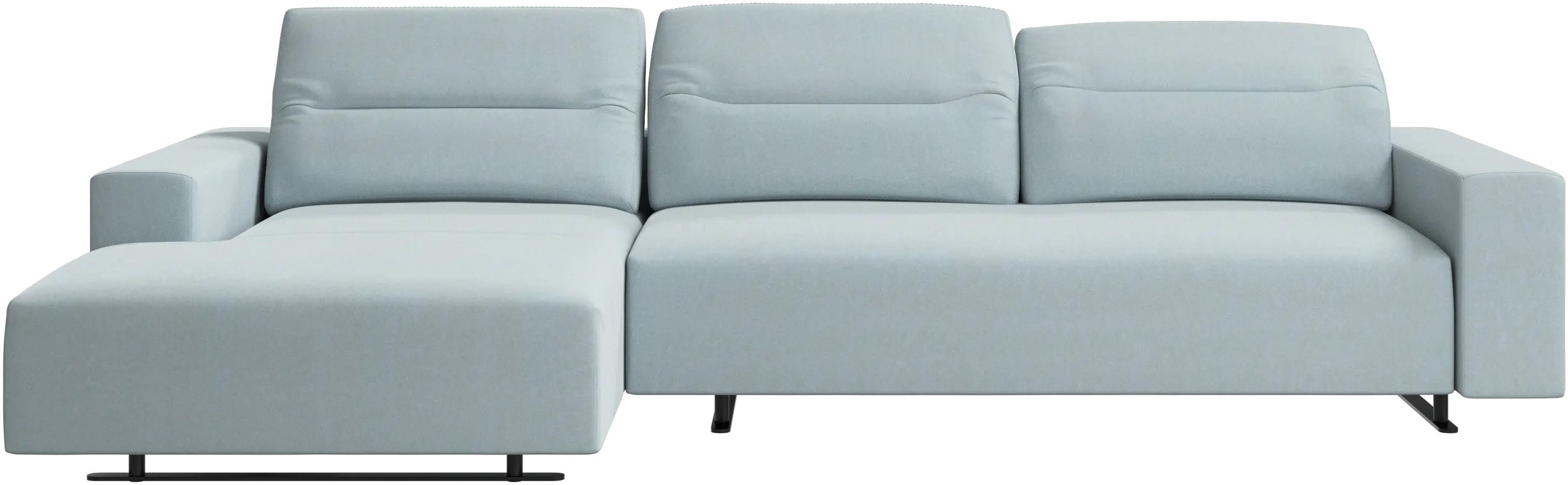 Hampton sofa with adjustable back, resting unit and storage left side