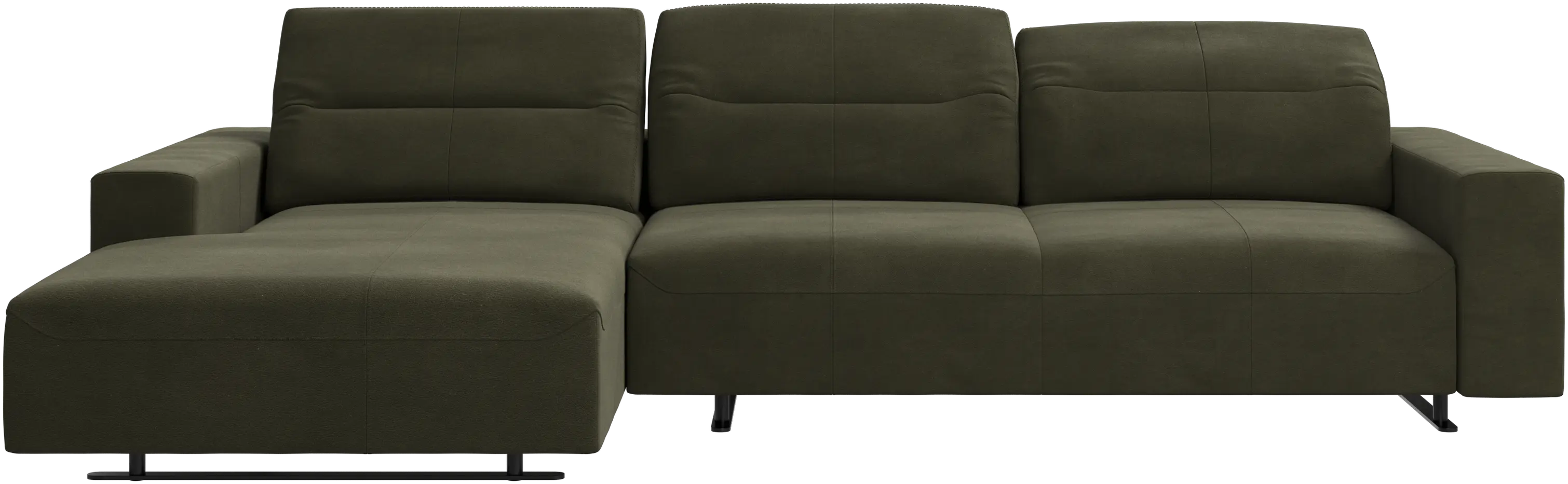 Hampton sofa with adjustable back and resting unit left side, storage right side