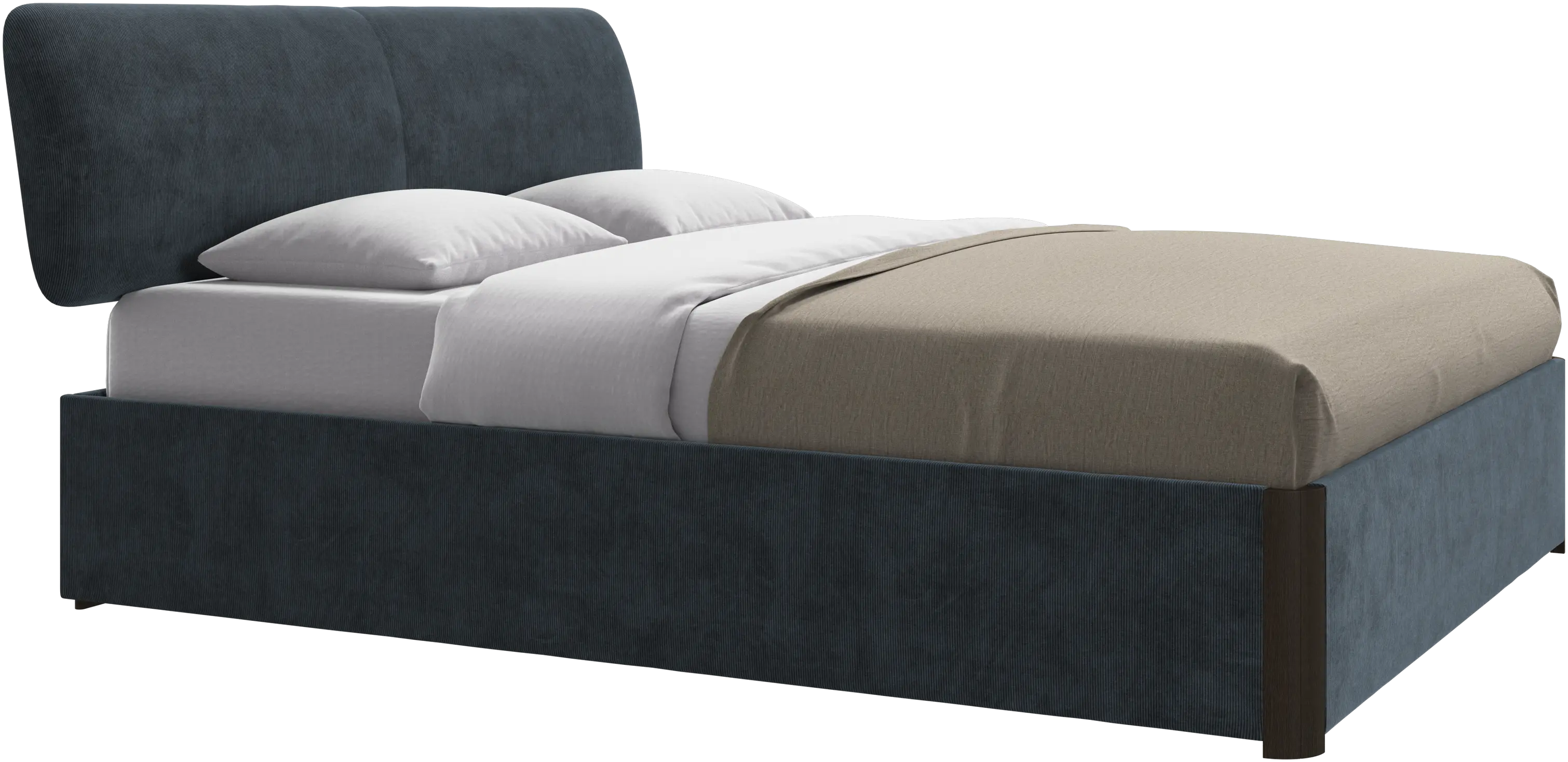 Element cama, cabeceira montada na cama, com ripas e solução de armazenamento, excl. colchão