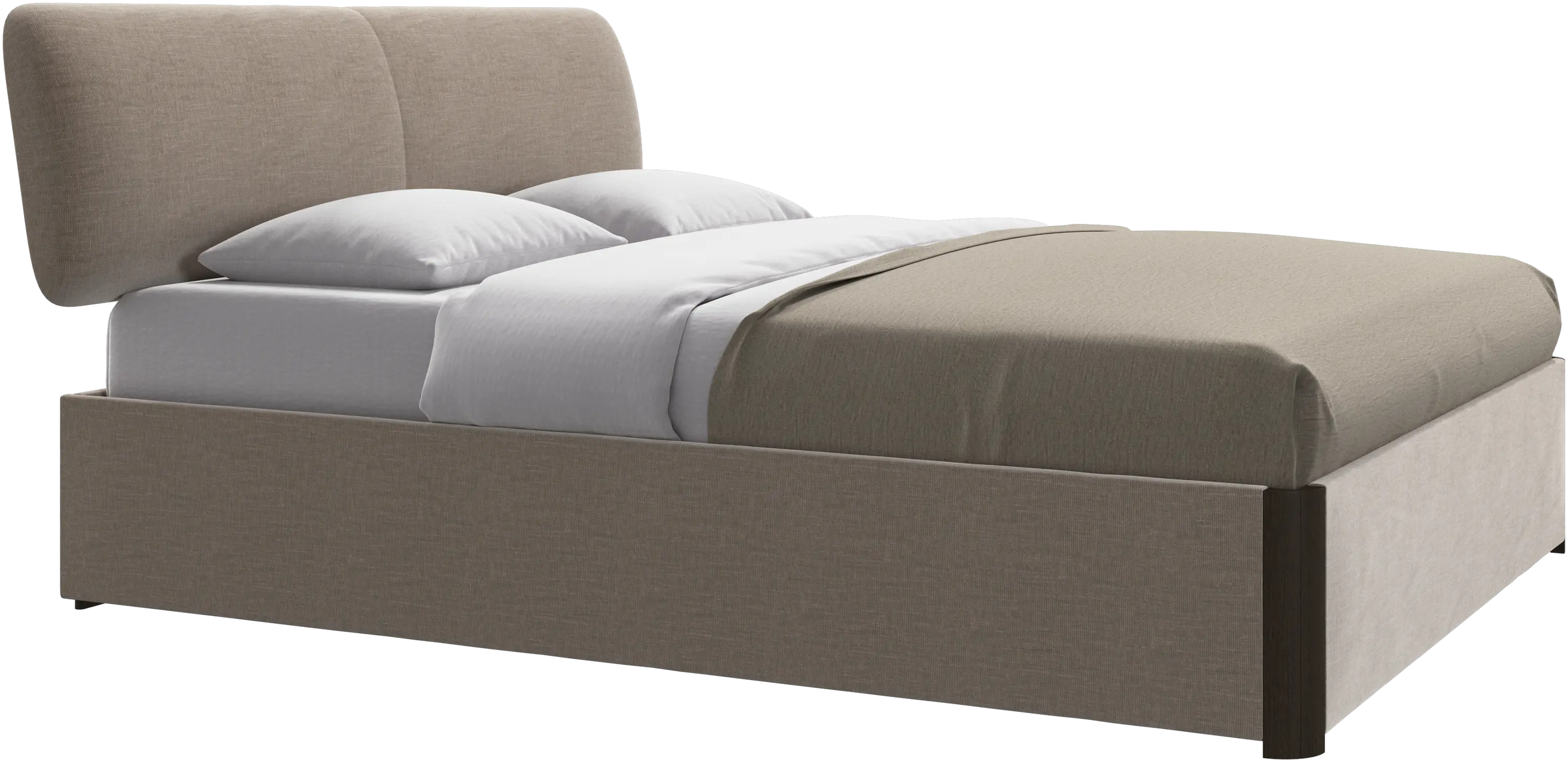 Element lit, tête de lit fixée au lit, avec lattes et solution de stockage, excl. matelas