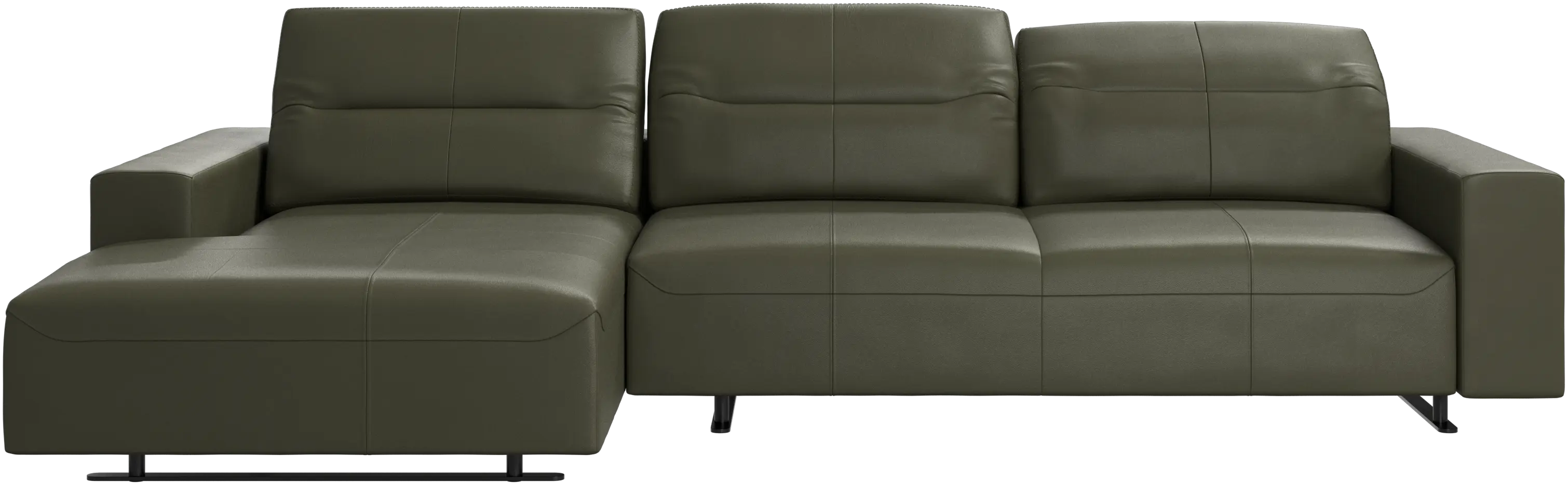 Hampton sofa with adjustable back, resting unit and storage left side