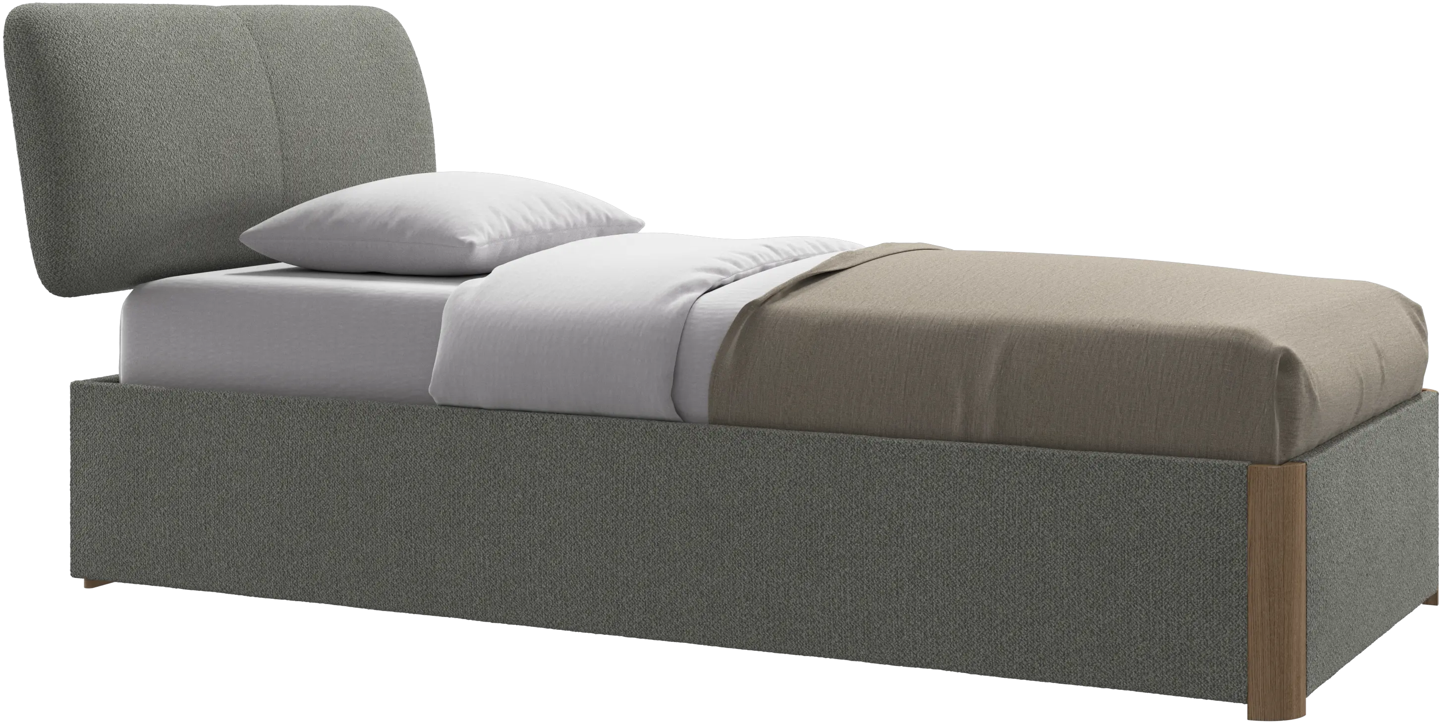 Element bed, bed-mounted headboard, with slats and storage solution, excl. mattress