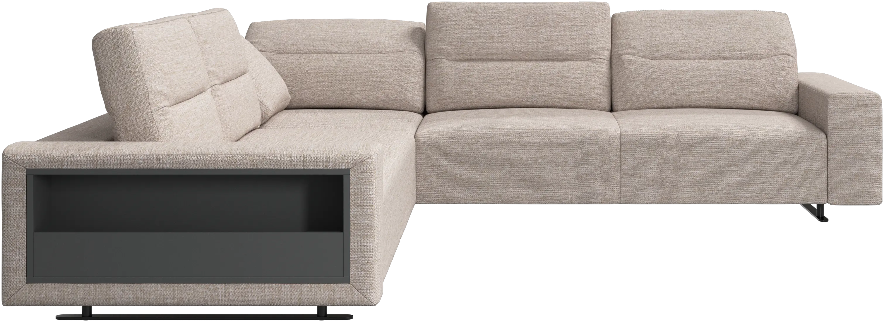 Hampton corner sofa with adjustable back and storage on left side