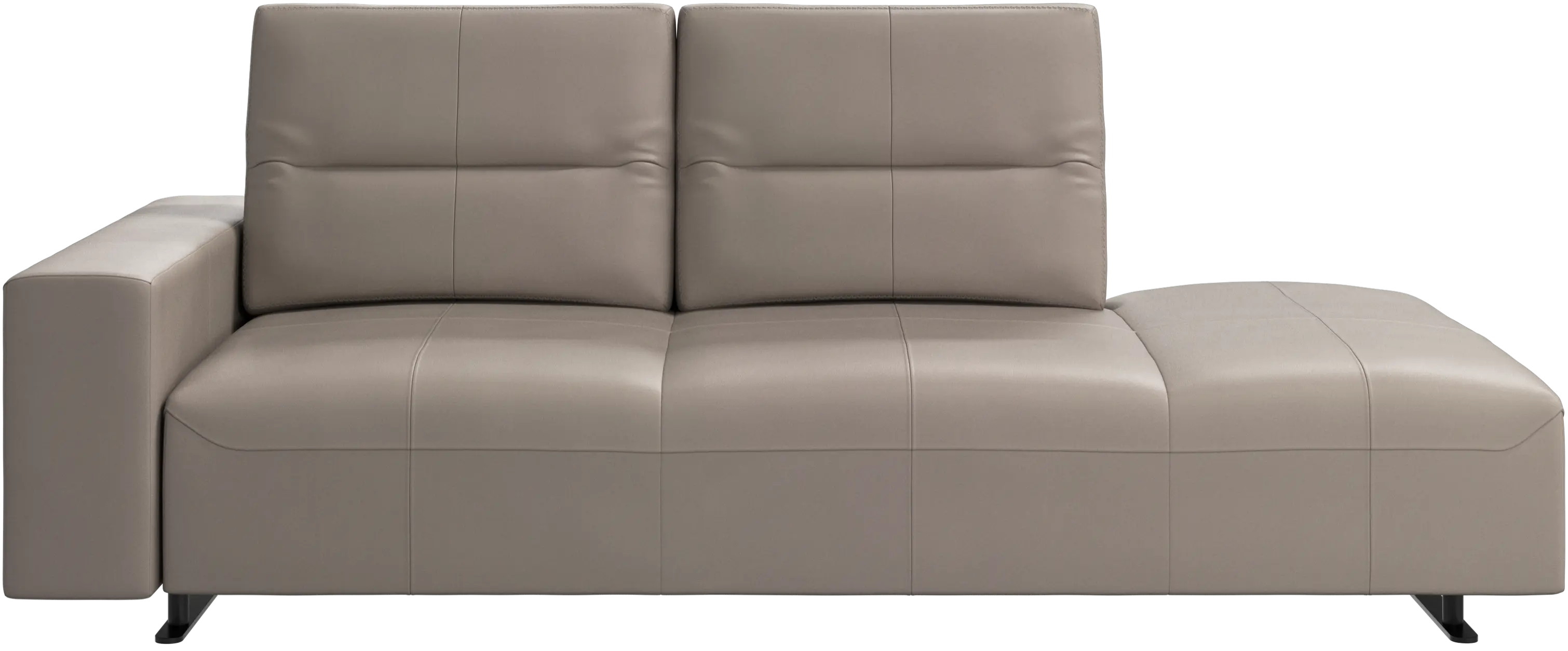 Hampton sofa with adjustable back and lounging unit right side, armrest left