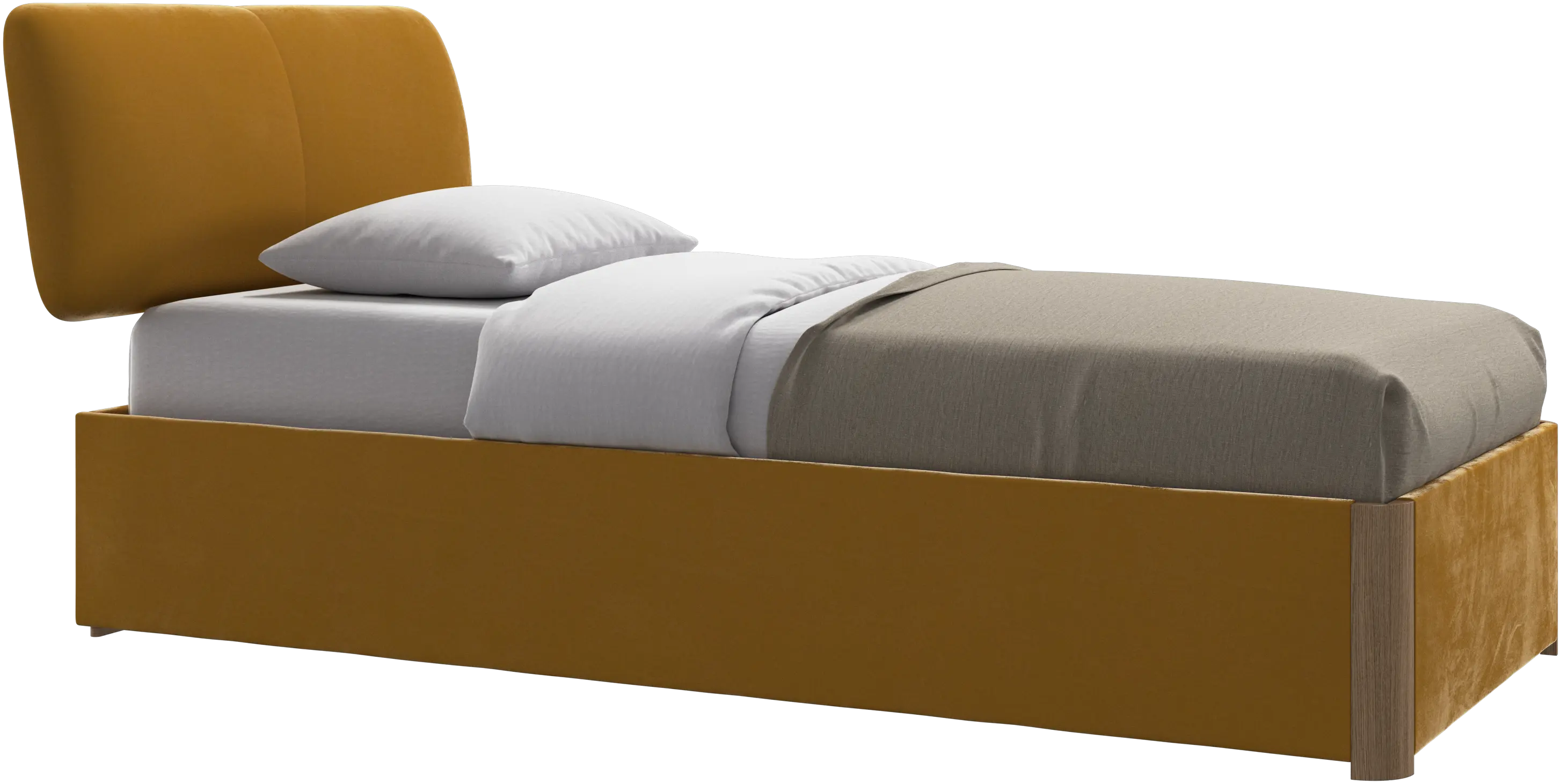 Element bed, bed-mounted headboard, with slats and storage solution, excl. mattress