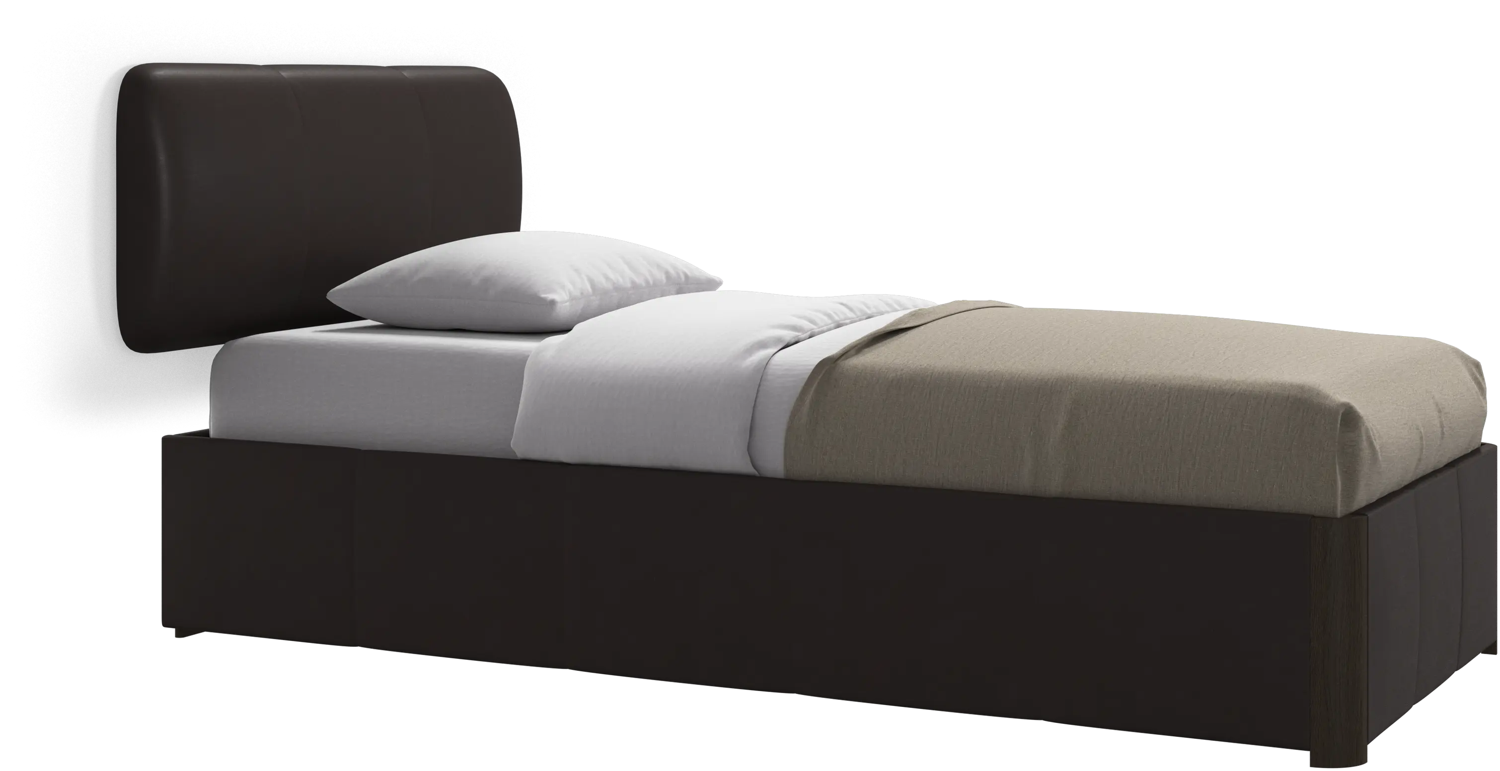 Element bed, wall-mounted headboard, with slats and storage solution, excl. mattress