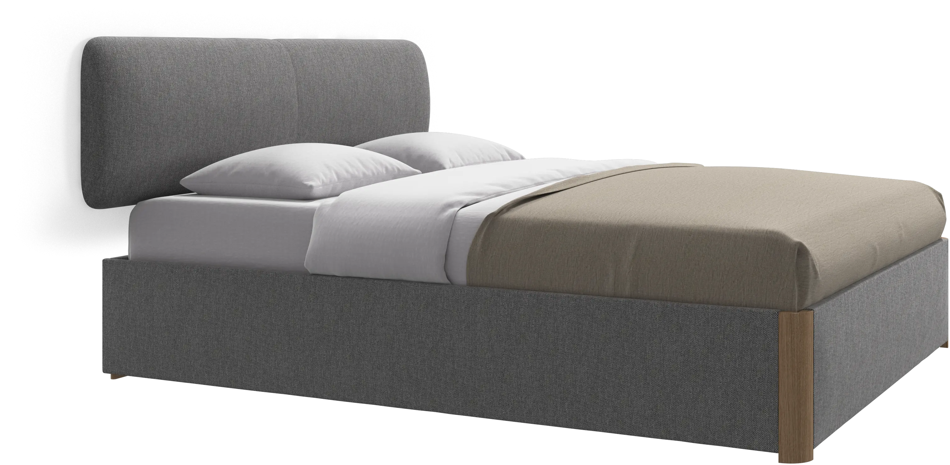 Element bed, wall-mounted headboard, with slats and storage solution, excl. mattress