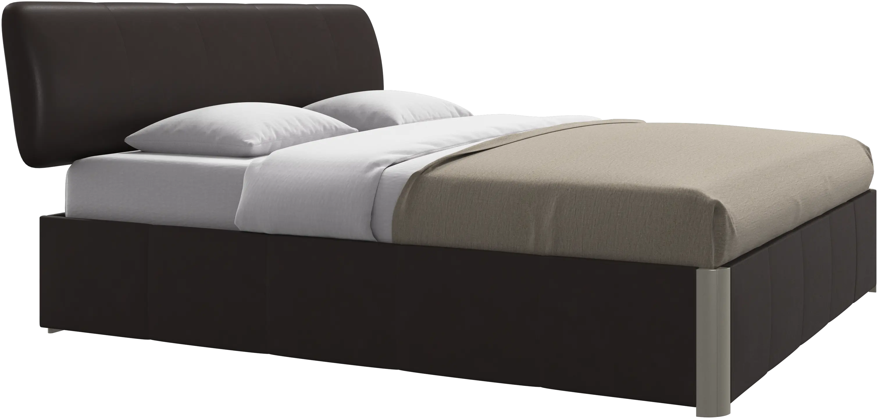 Element lit, tête de lit fixée au lit, avec lattes et solution de stockage, excl. matelas