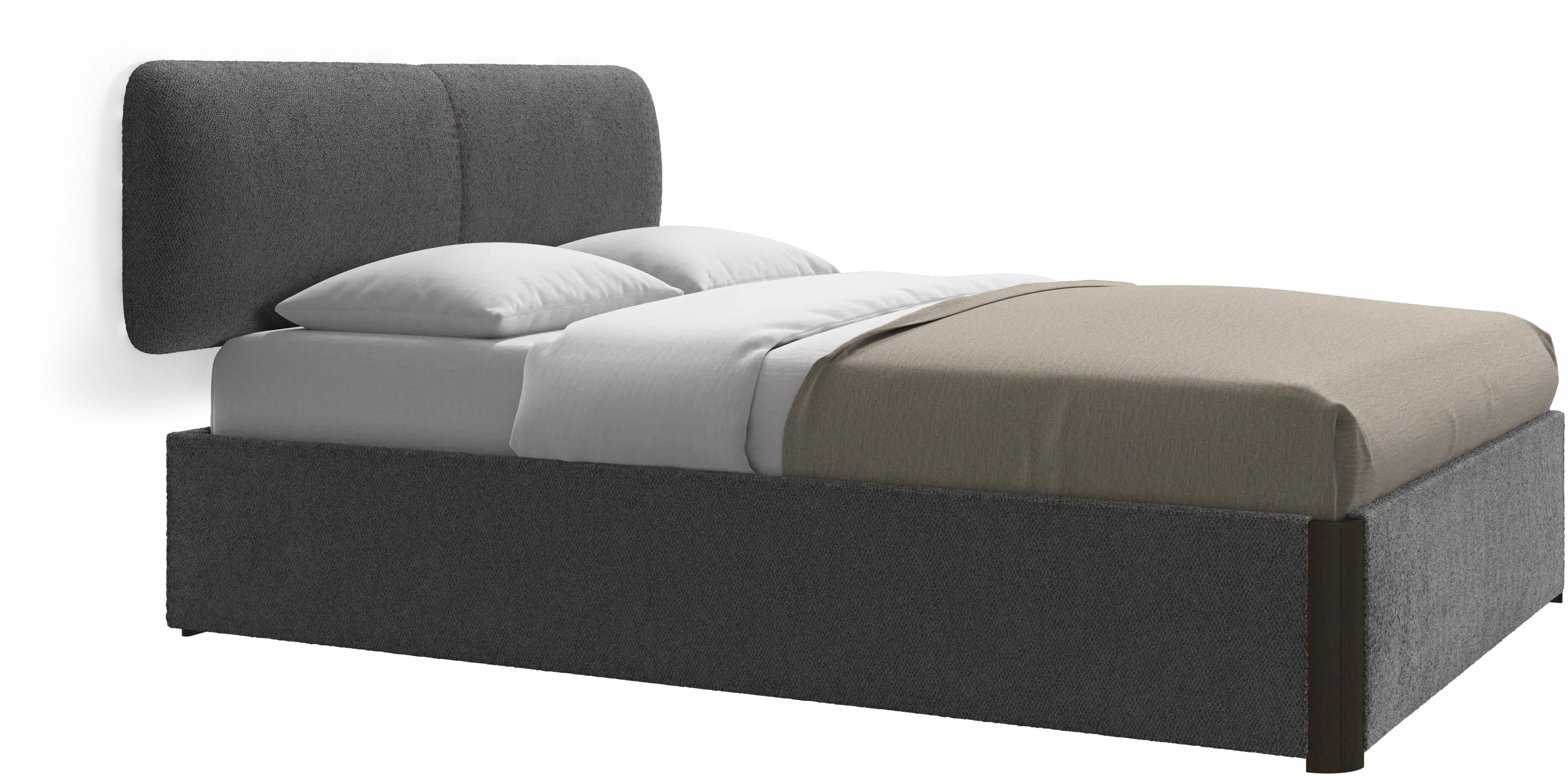 Element bed, wall-mounted headboard, with slats and storage solution, excl. mattress