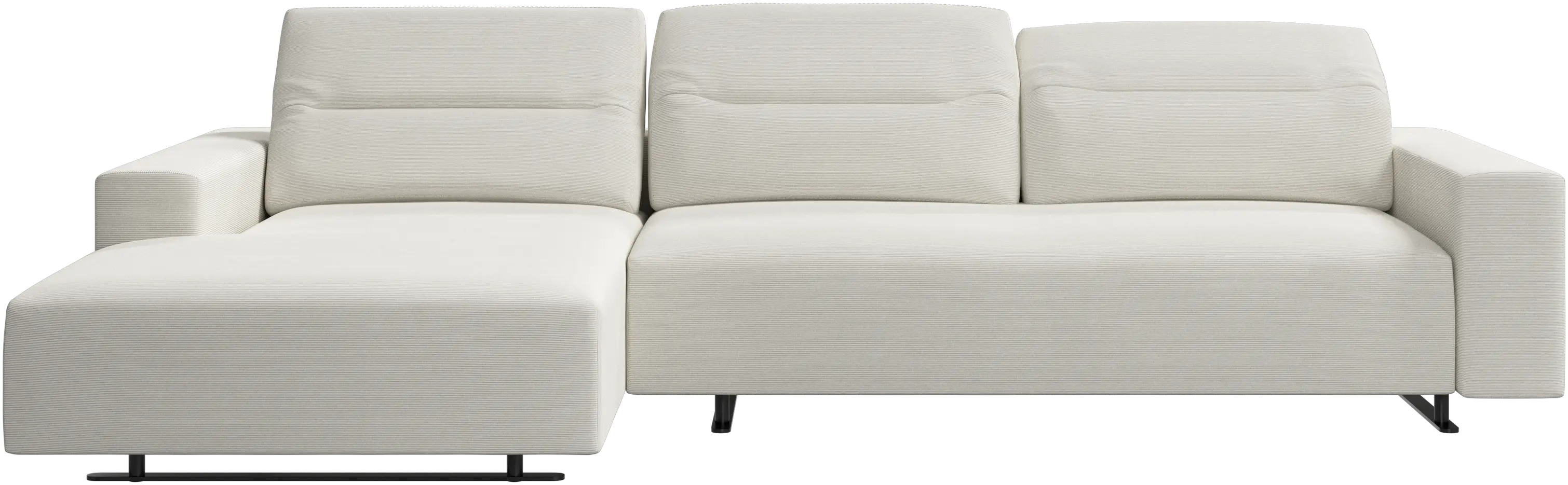 Hampton sofa with adjustable back and resting unit left side, storage right side