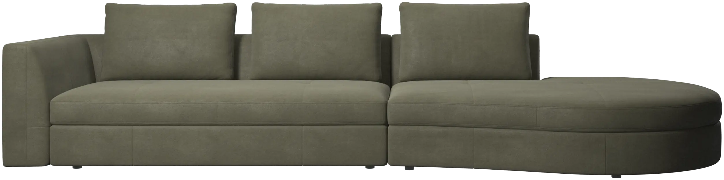 Bergamo sofa with round lounging unit,right