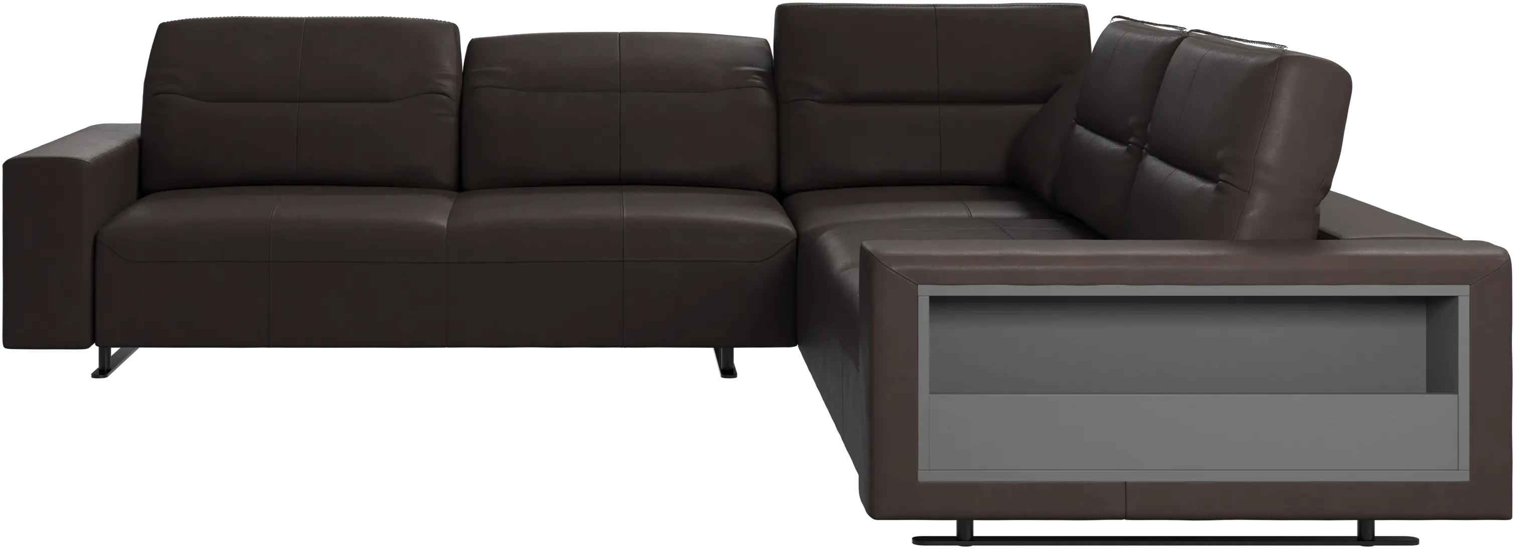 Hampton corner sofa with adjustable back and storage on right side