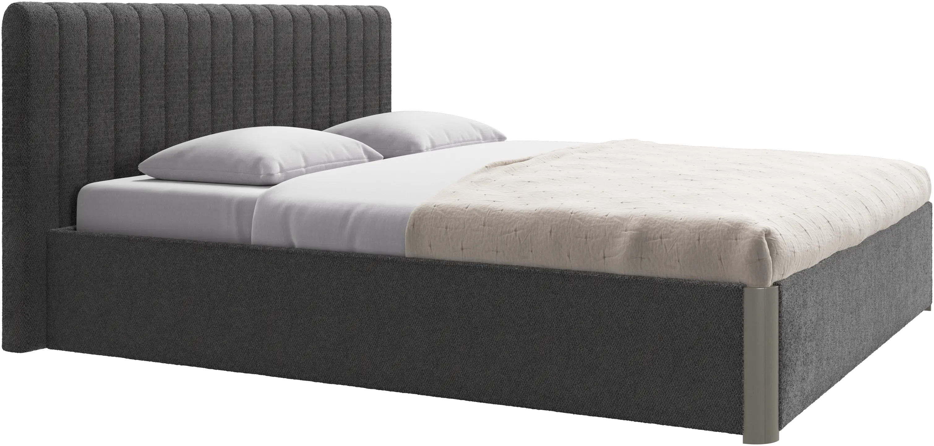 Element bed, bed-mounted headboard, with slats and storage solution, excl. mattress
