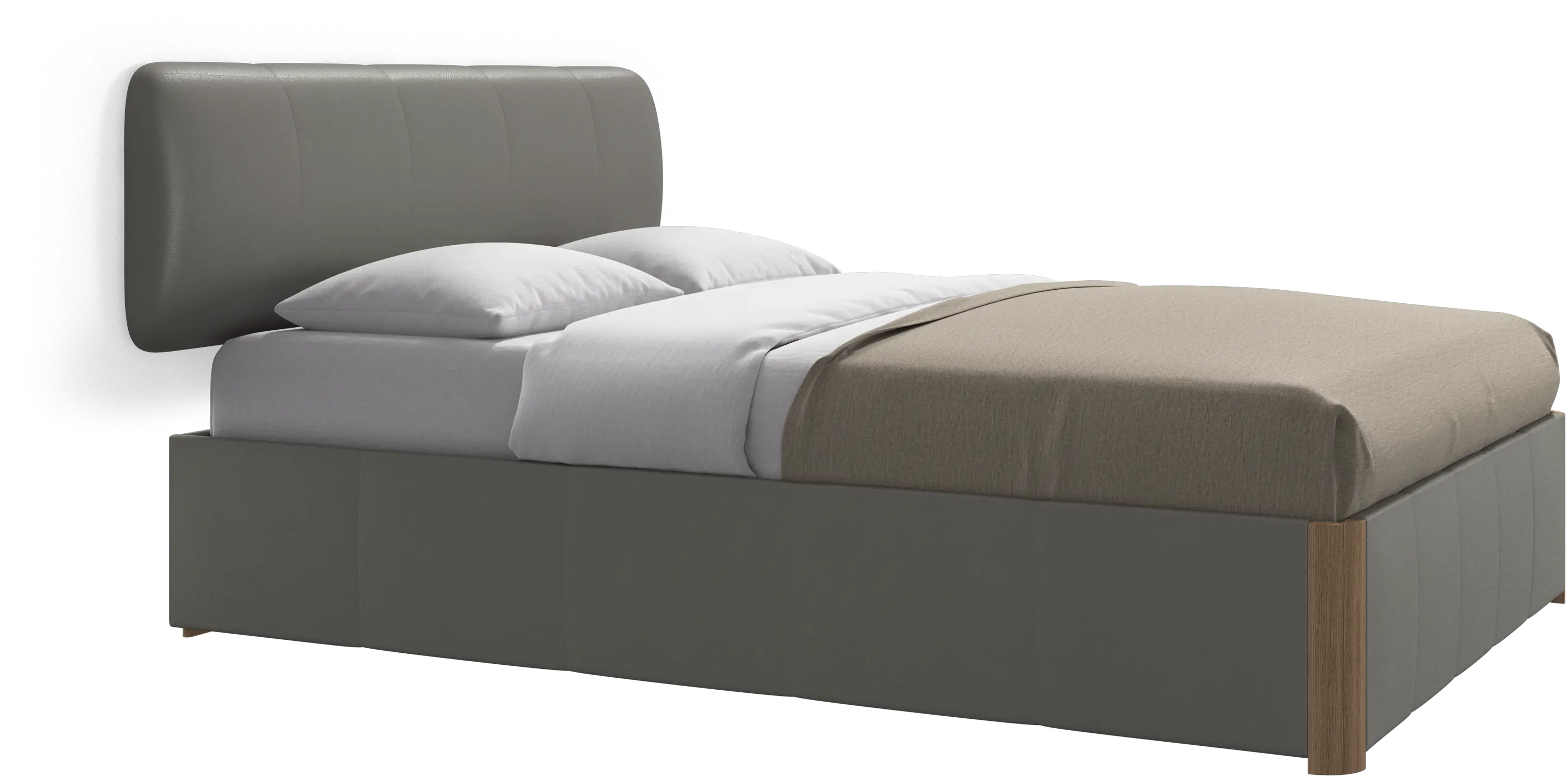 Element lit, tête de lit murale, avec lattes et solution de stockage, excl. matelas