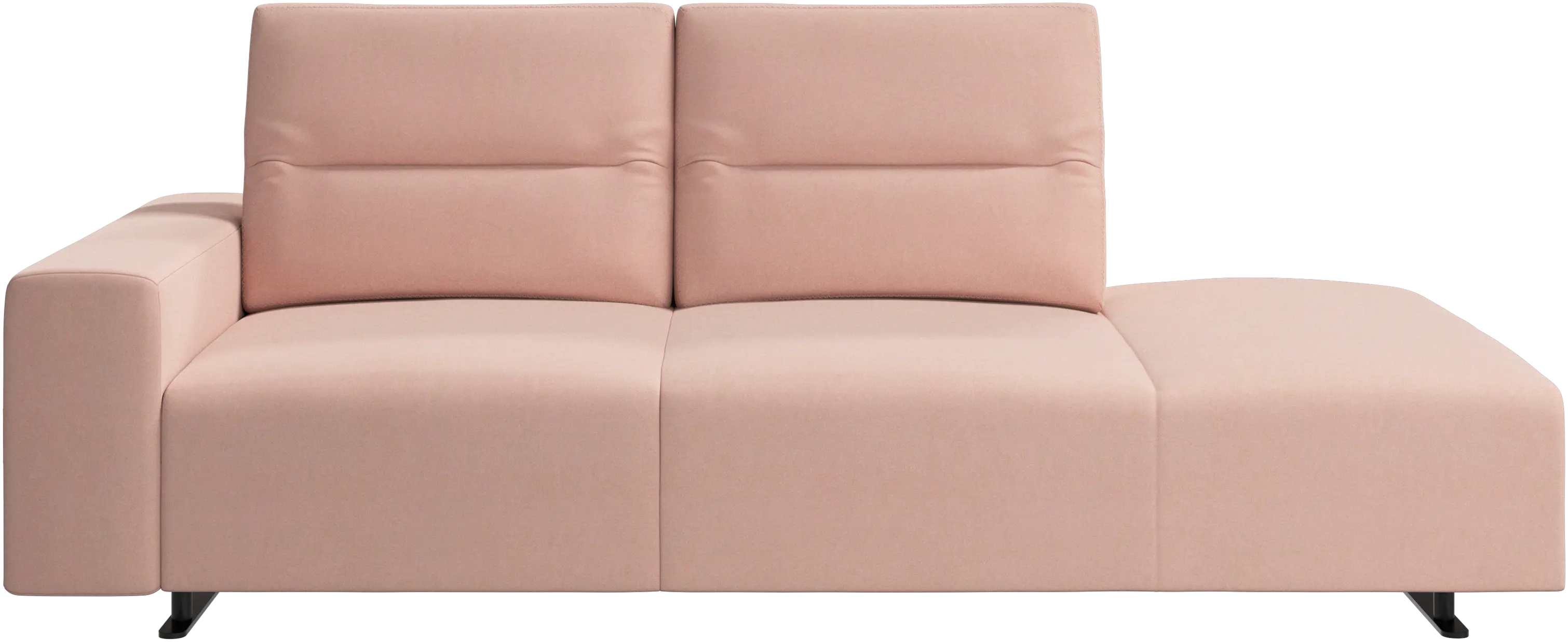 Hampton sofa with adjustable back and lounging unit right side, armrest left
