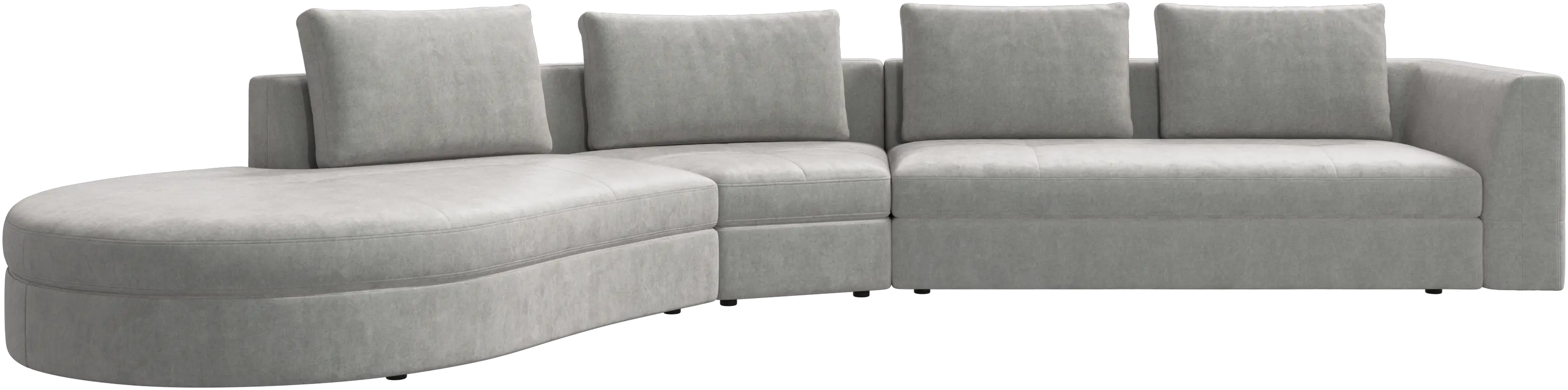 Bergamo sofa with round lounging unit, left